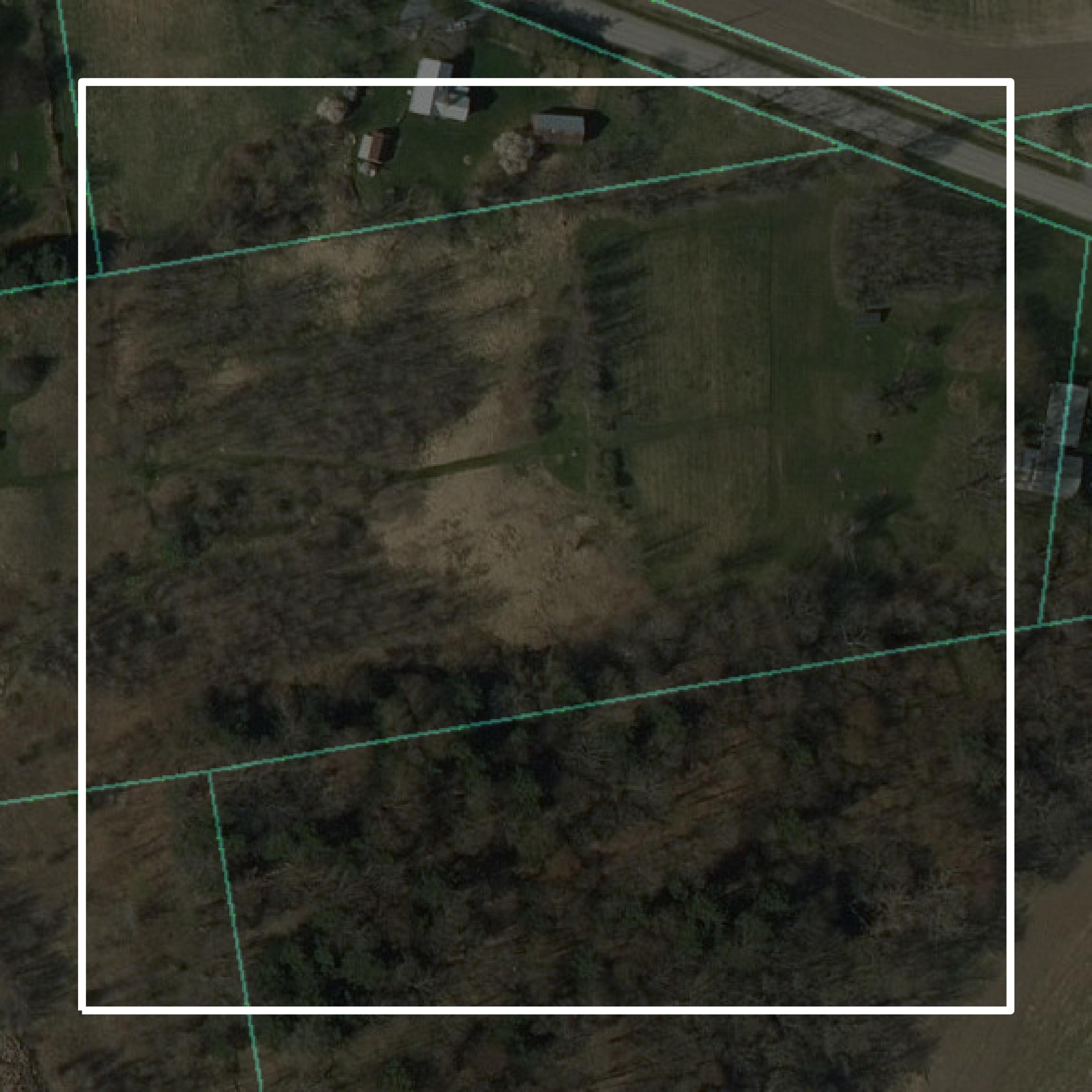 This image shows parcel and building data in Addison County created using GIS data in Equator.