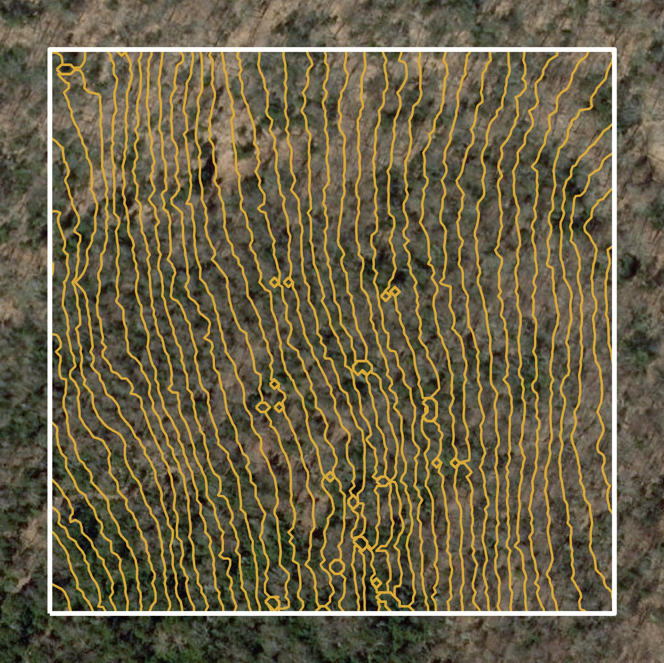 This image shows a contour map in Caledonia County created using GIS data in Equator.