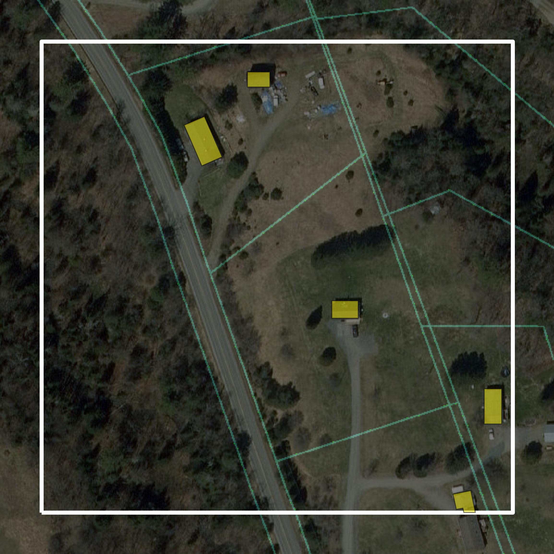 This image shows parcel and building data in Caledonia County created using GIS data in Equator.