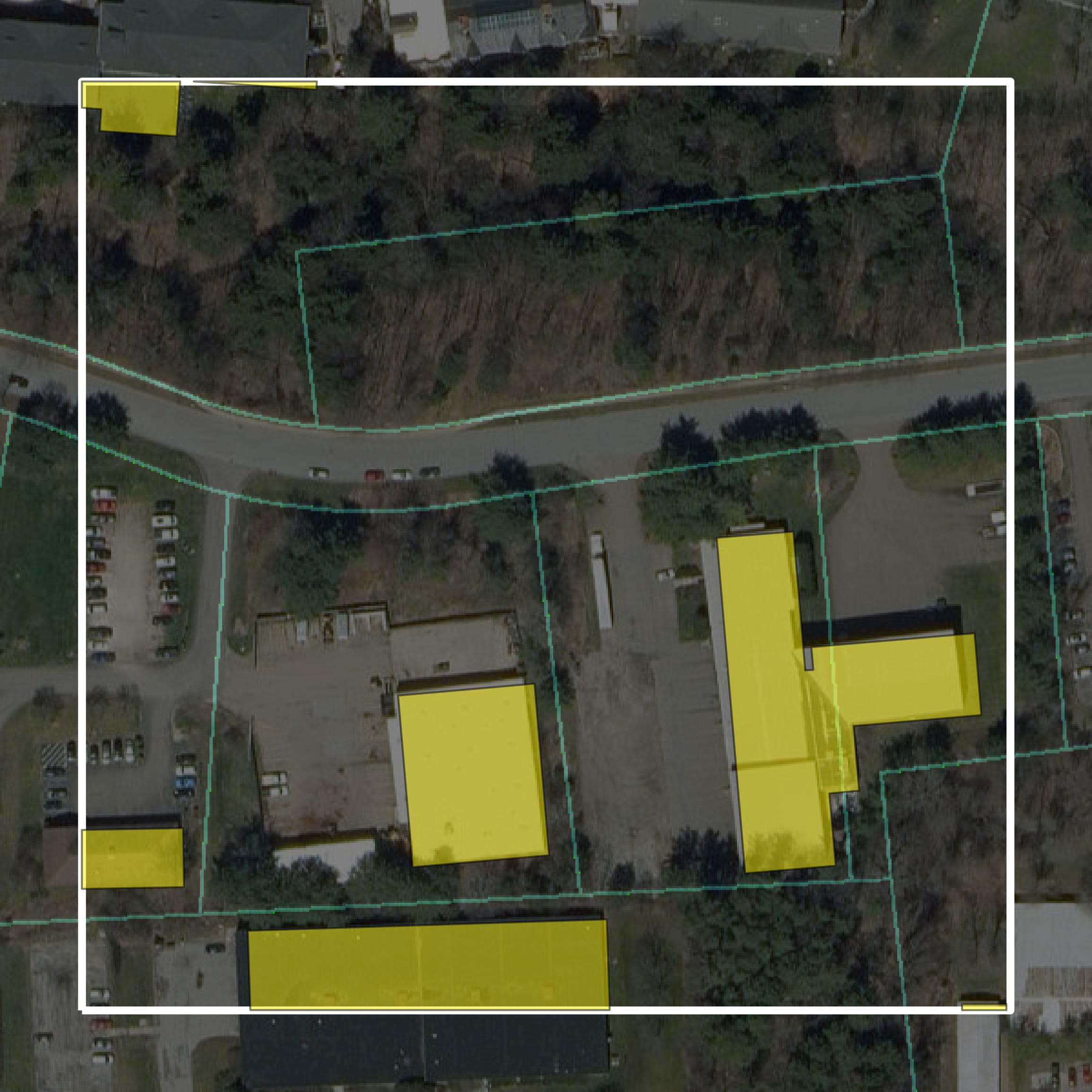 This image shows parcel and building data in Chittenden County created using GIS data in Equator.
