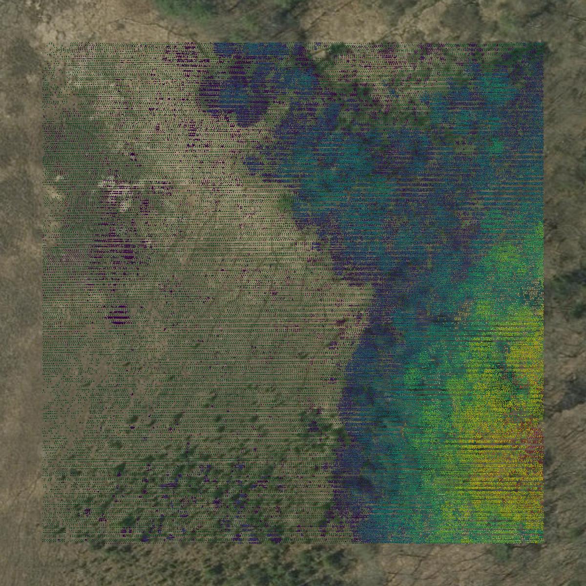 This image shows a LiDAR point cloud in Chittenden County created using GIS data in Equator.