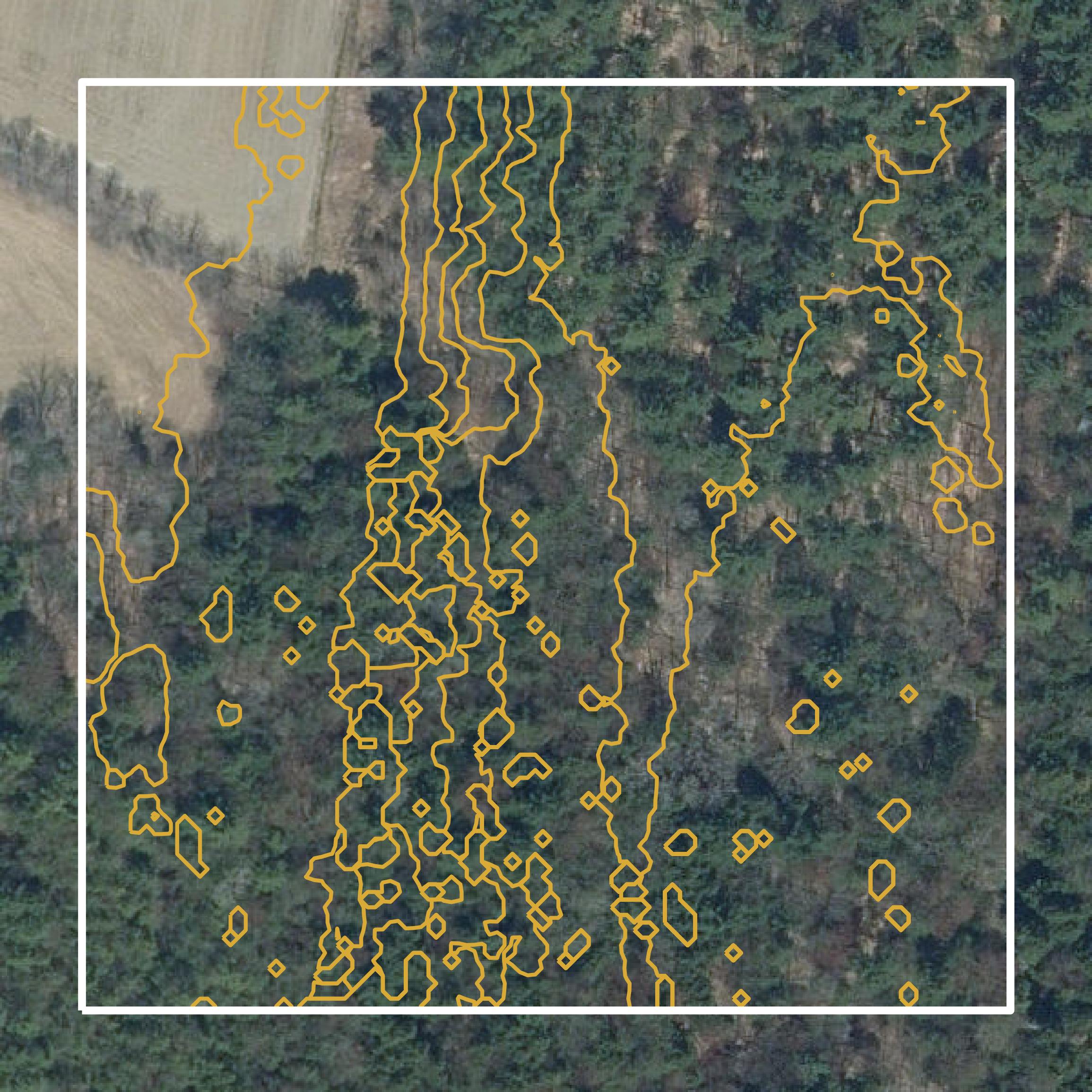 This image shows a contour map in Franklin County created using GIS data in Equator.