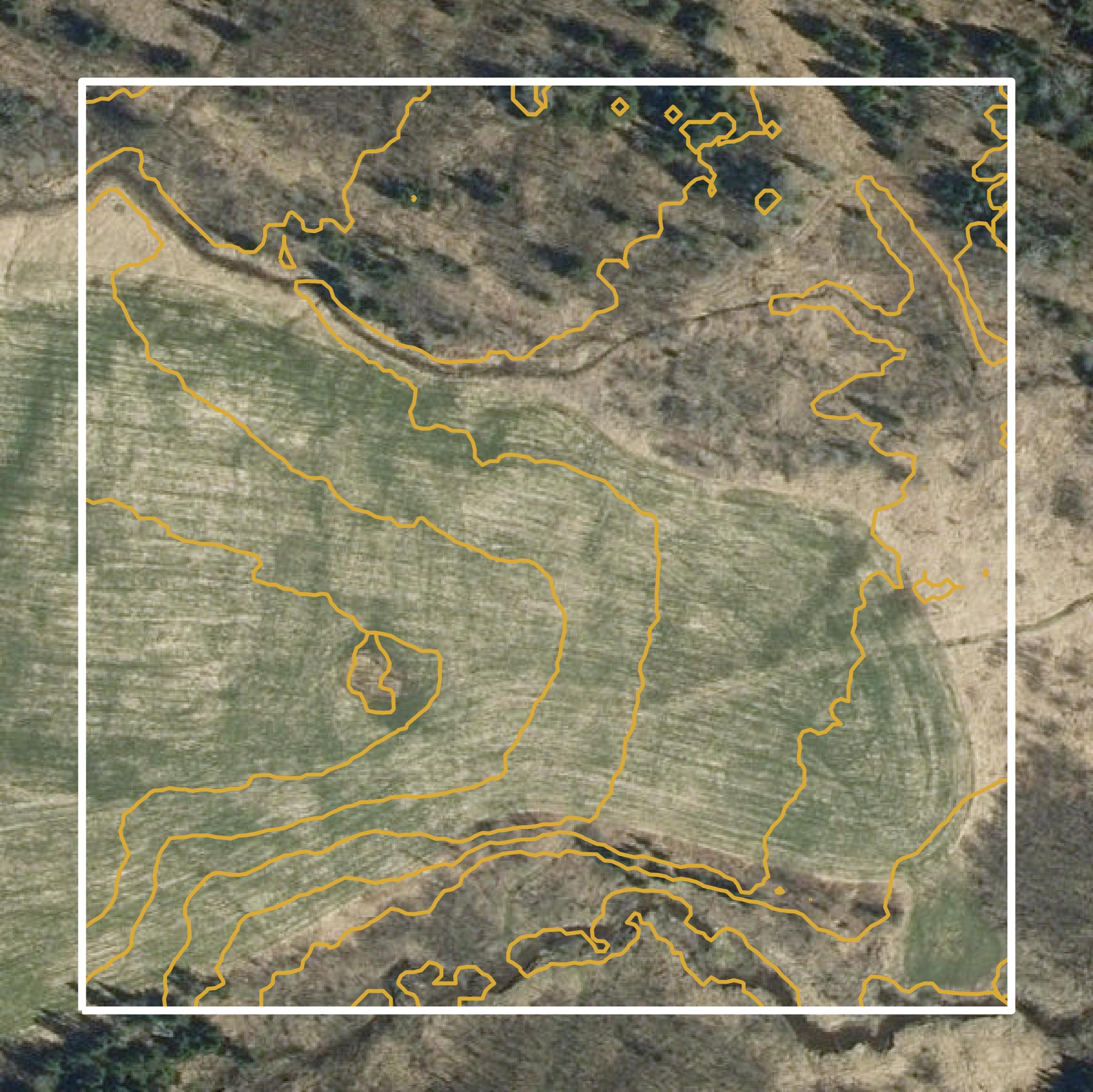 This image shows a contour map in Orleans County created using GIS data in Equator.