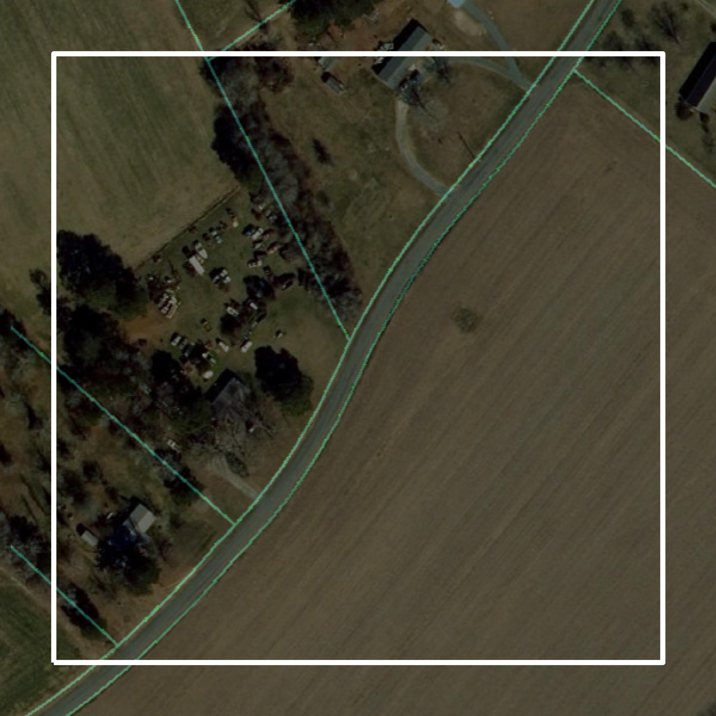 This image shows parcel and building data in Accomack County created using GIS data in Equator.