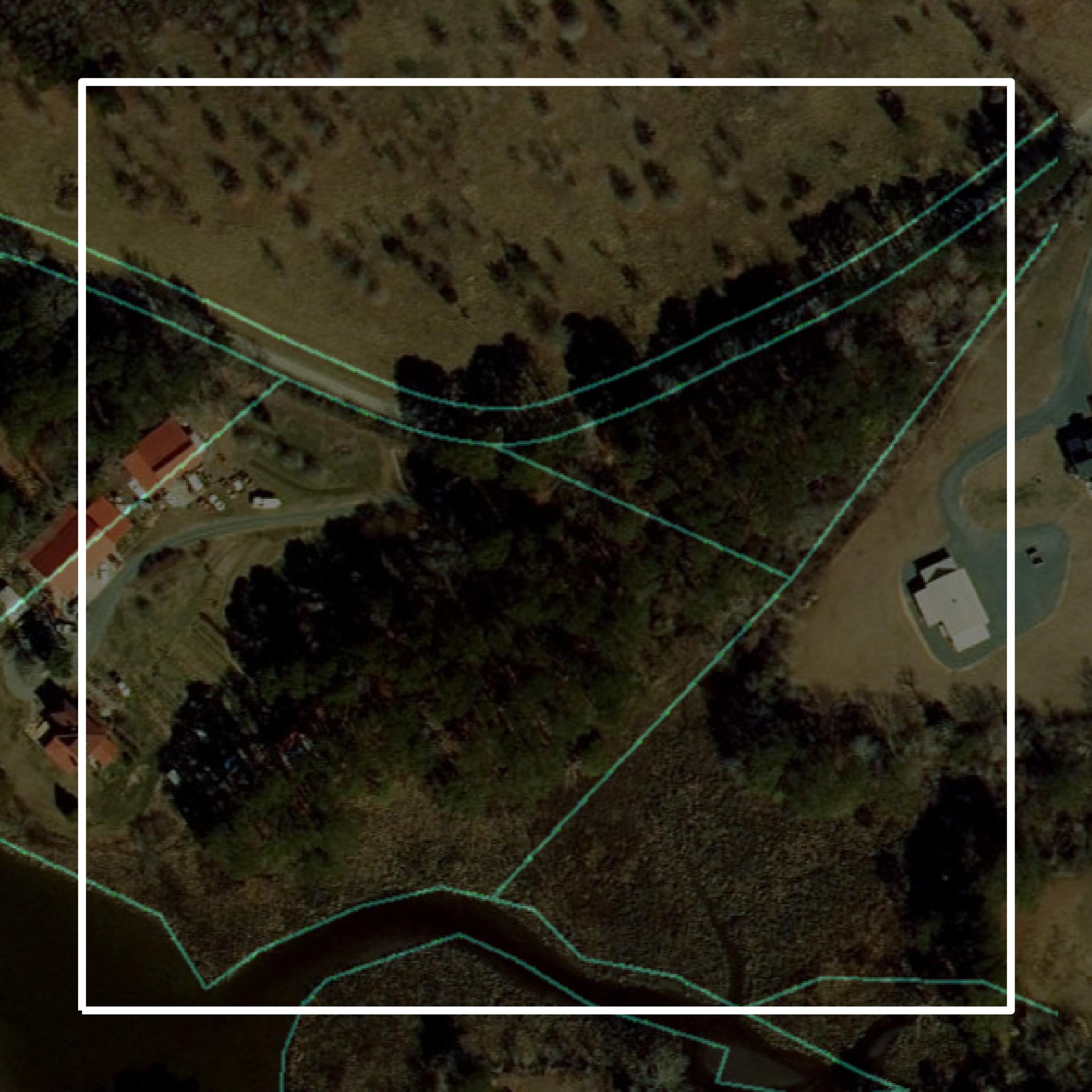 This image shows parcel and building data in Accomack County created using GIS data in Equator.
