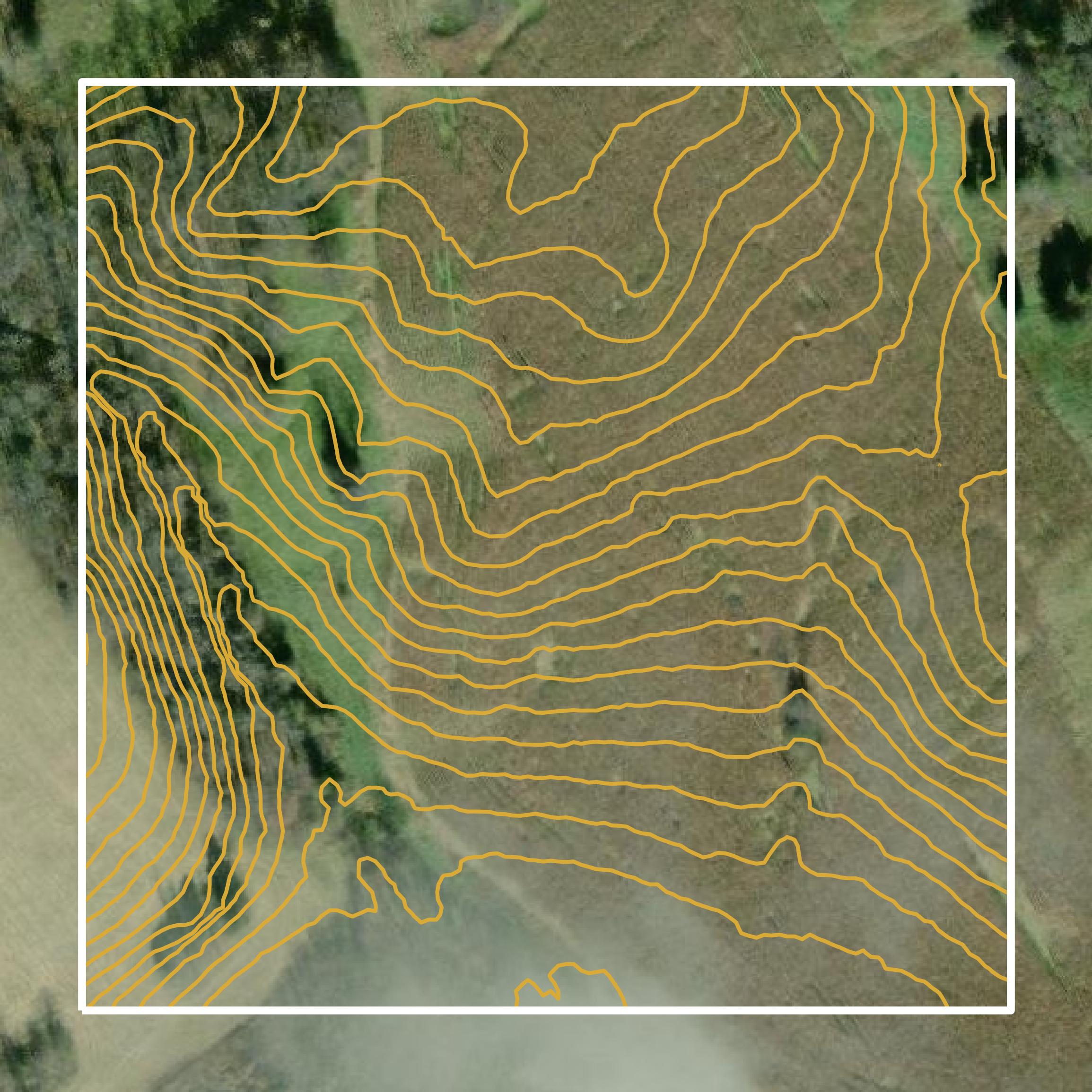 This image shows a contour map in Albemarle County created using GIS data in Equator.