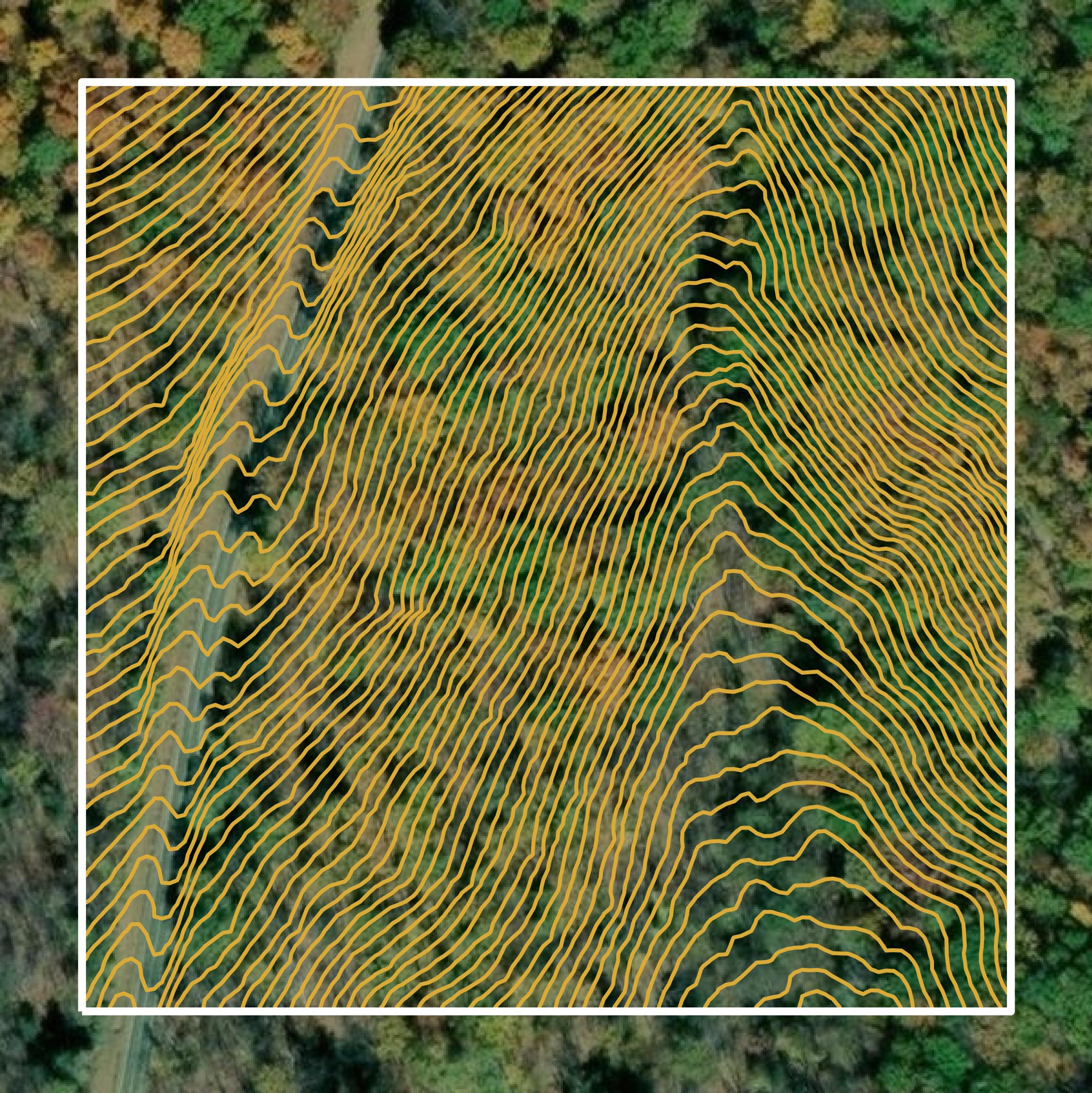 This image shows a contour map in Albemarle County created using GIS data in Equator.