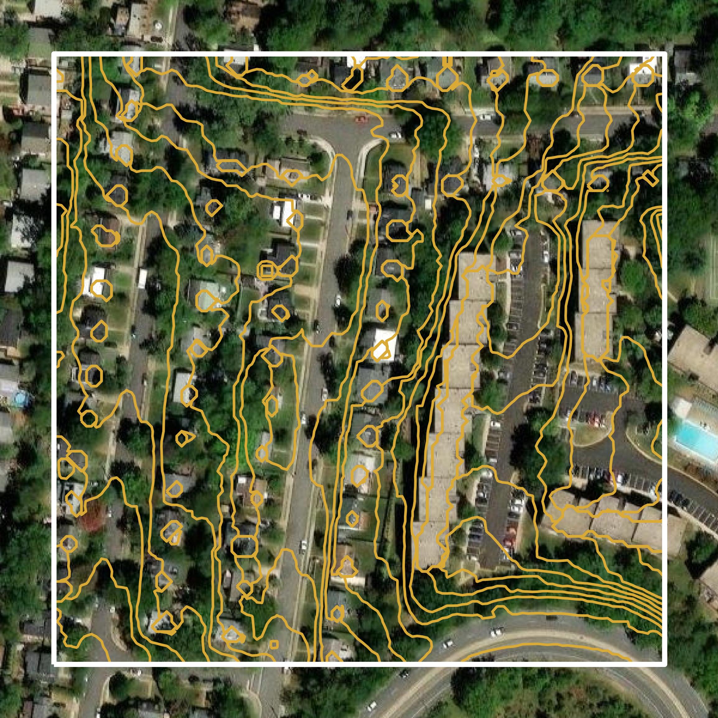 This image shows a contour map in Alexandria city created using GIS data in Equator.
