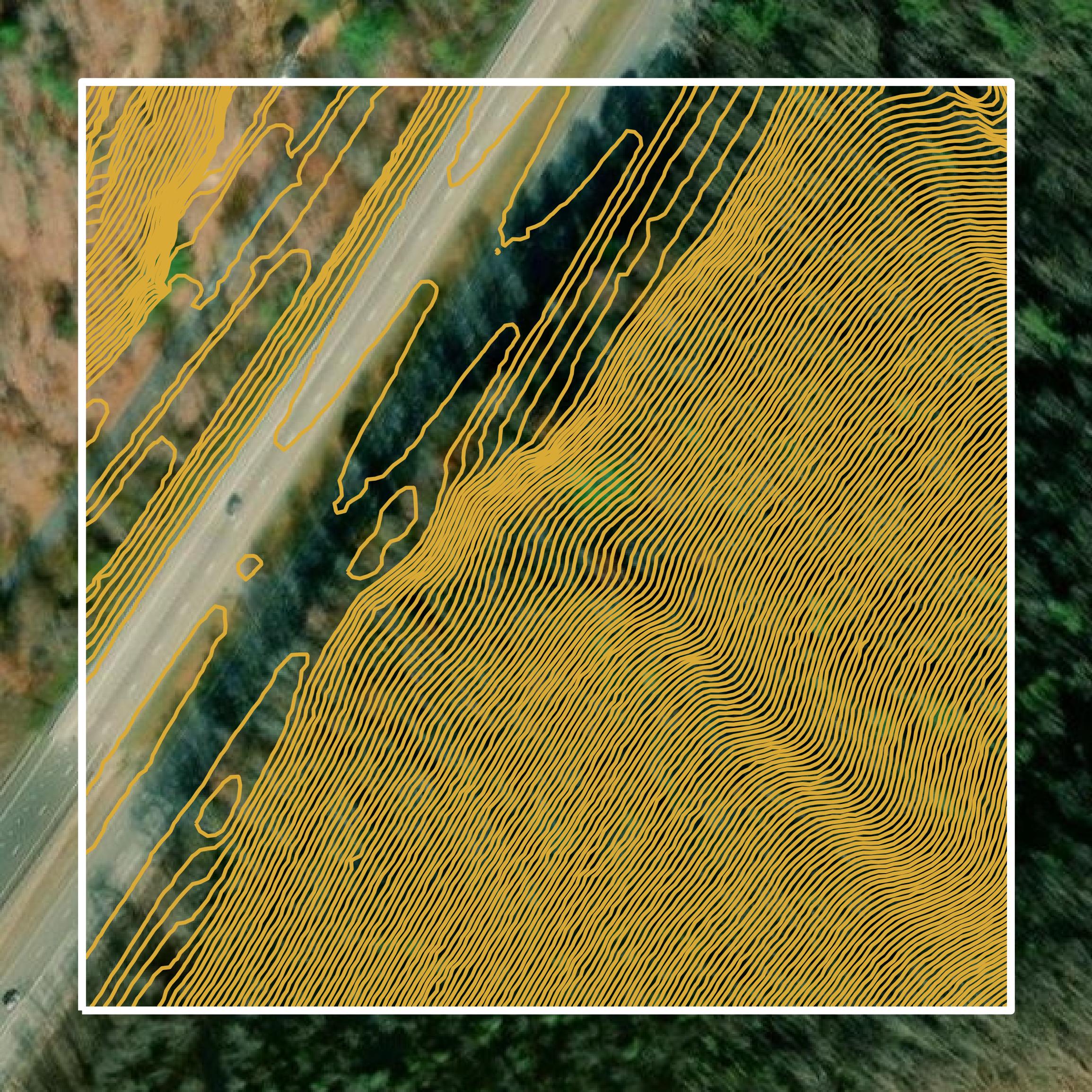 This image shows a contour map in Alleghany County created using GIS data in Equator.
