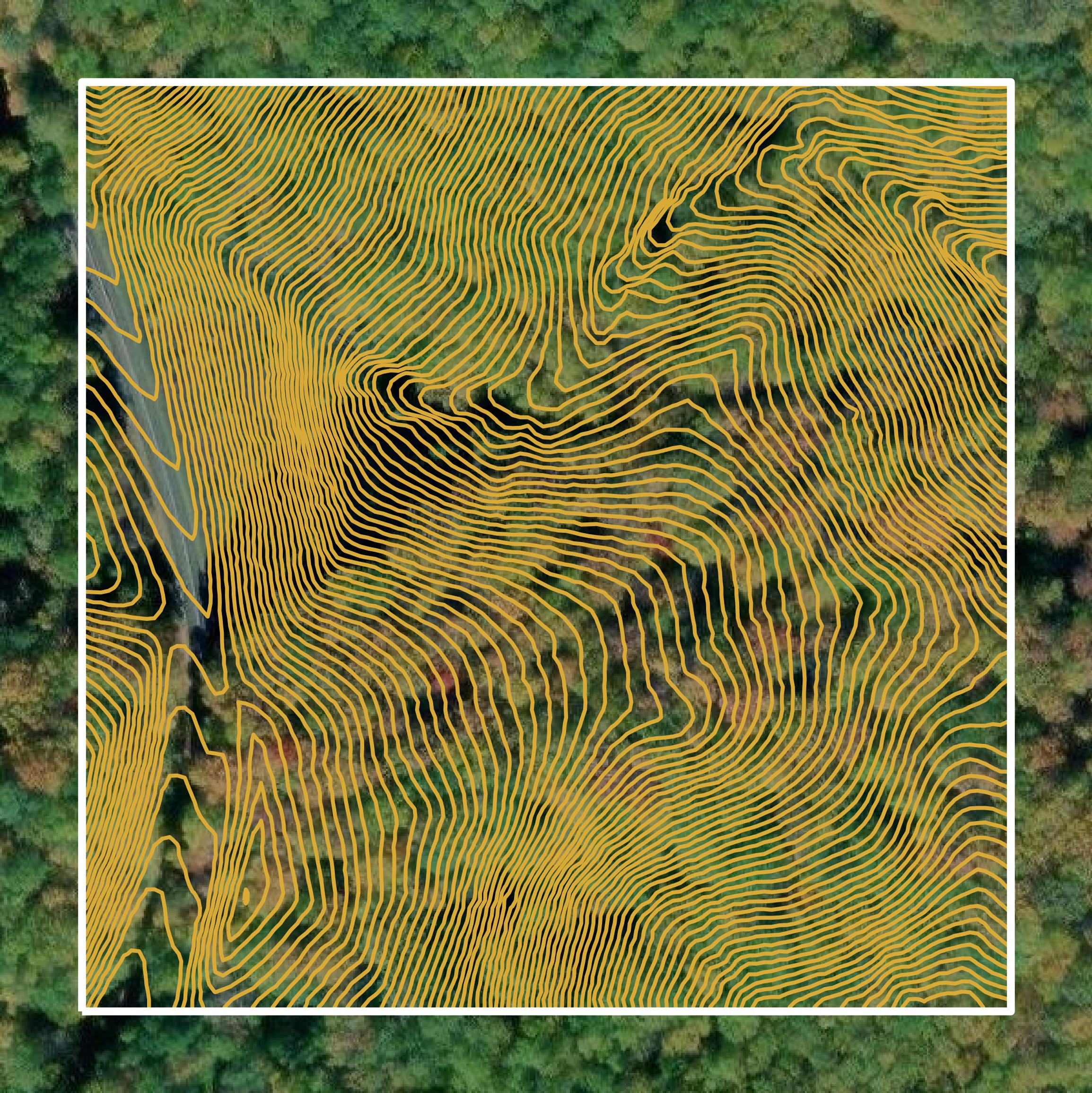 This image shows a contour map in Amherst County created using GIS data in Equator.
