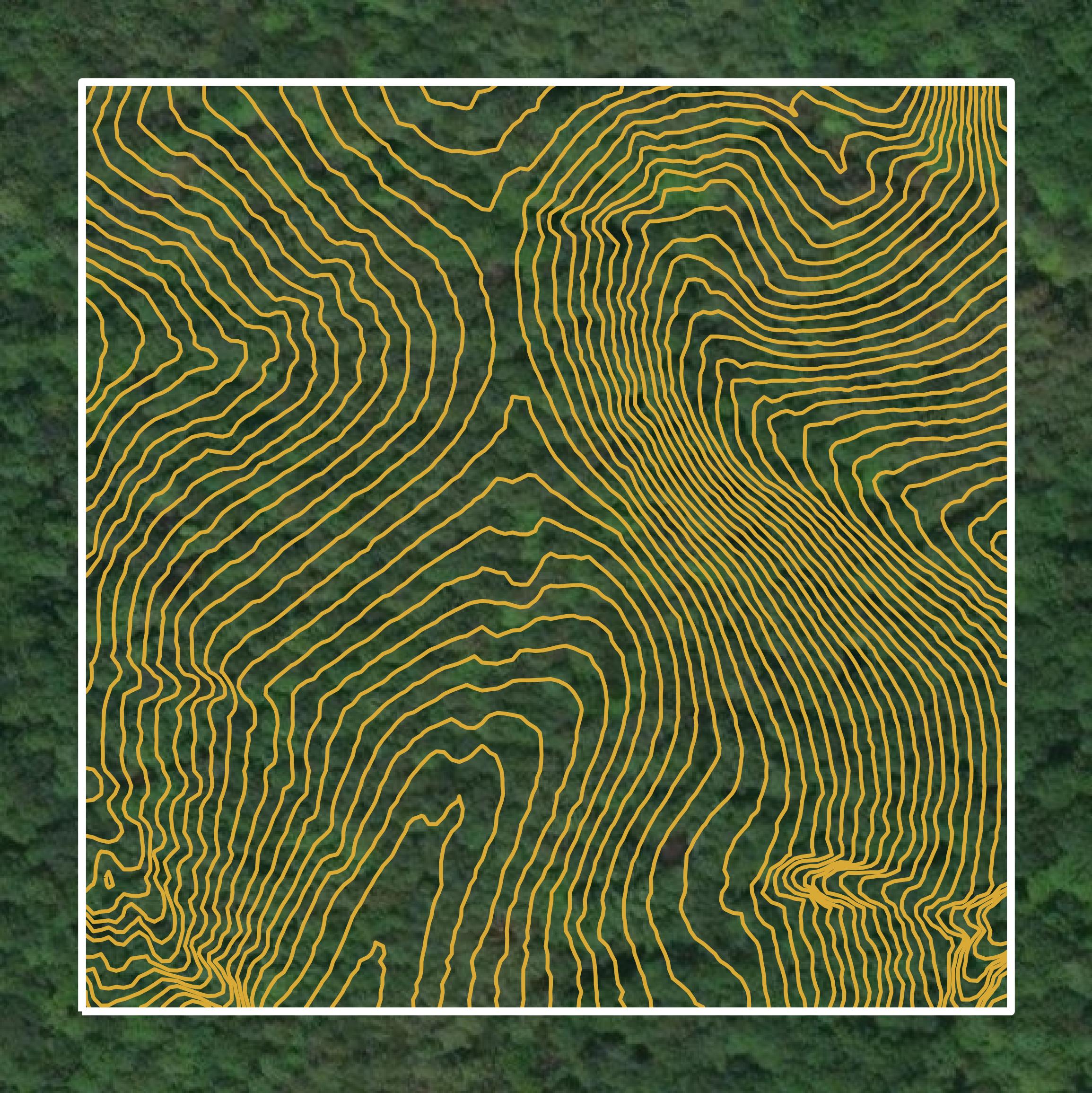 This image shows a contour map in Appomattox County created using GIS data in Equator.