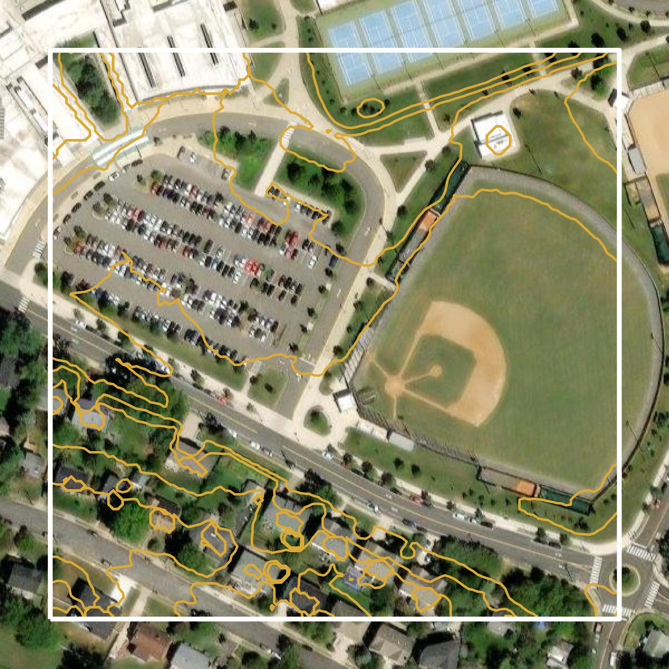 This image shows a contour map in Arlington County created using GIS data in Equator.