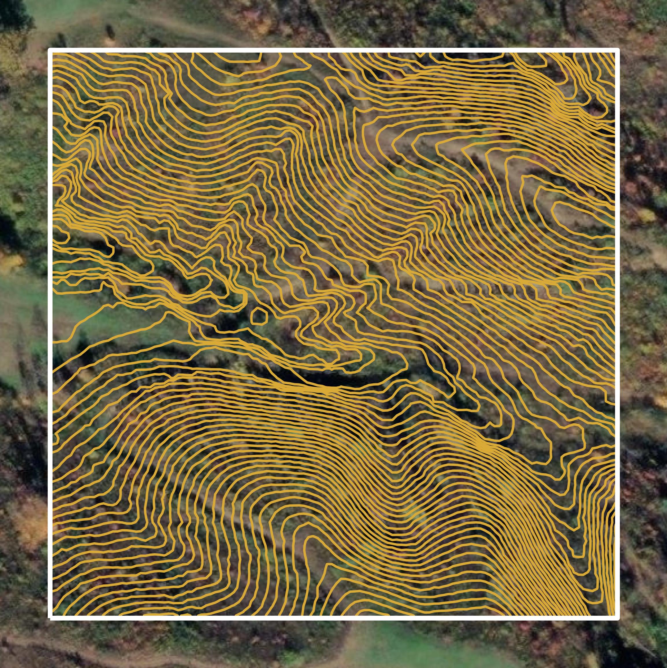 This image shows a contour map in Bedford County created using GIS data in Equator.