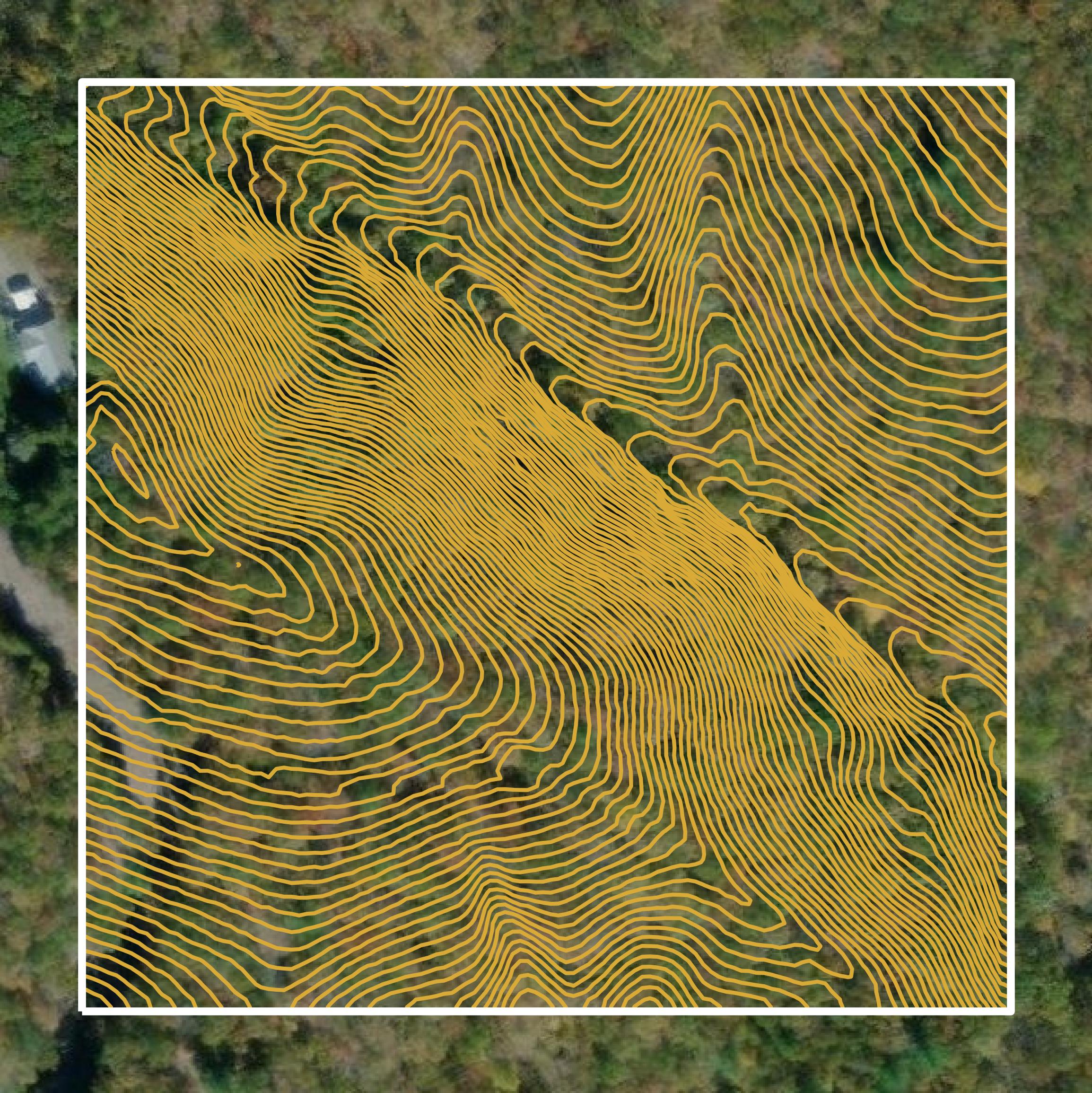 This image shows a contour map in Bland County created using GIS data in Equator.