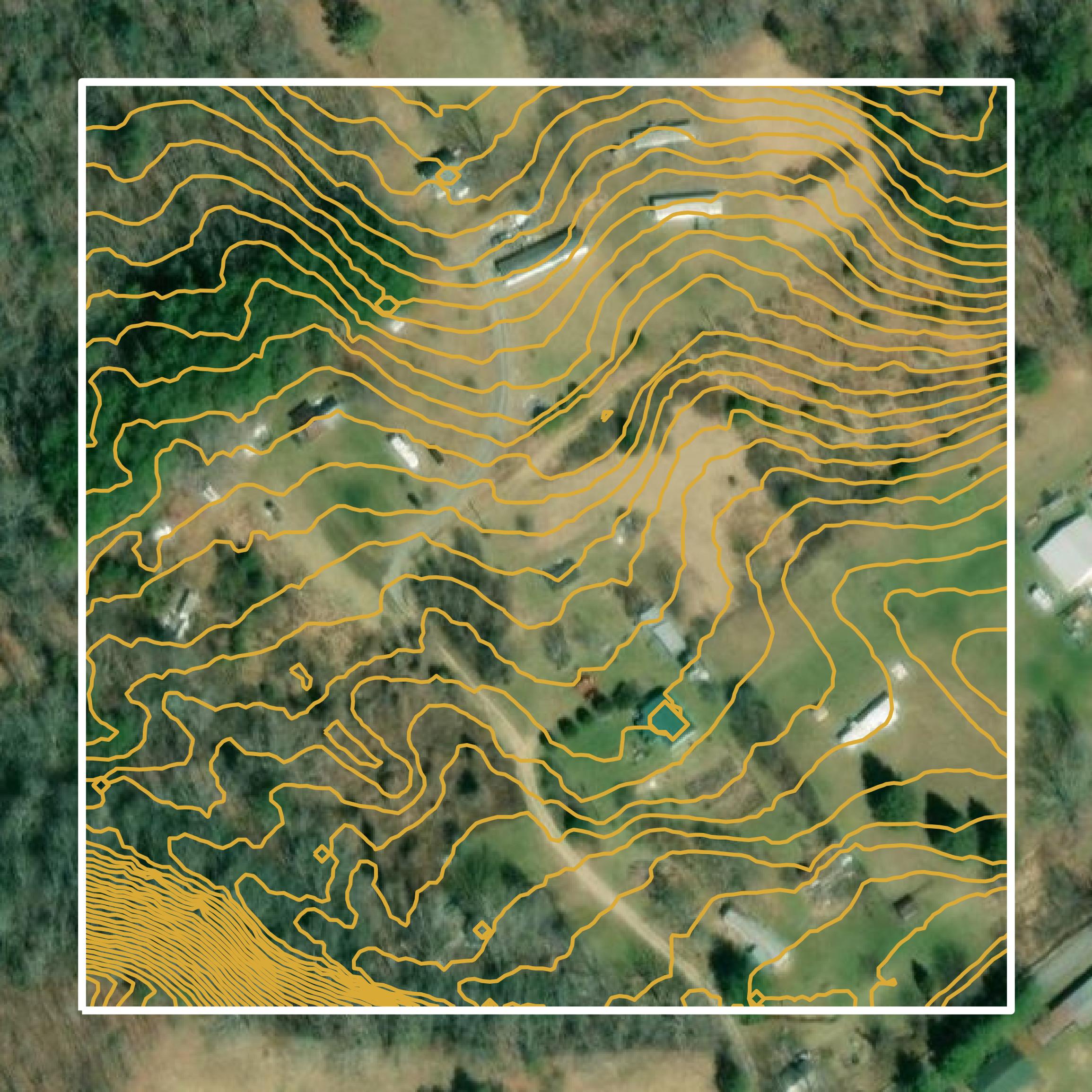 This image shows a contour map in Bland County created using GIS data in Equator.