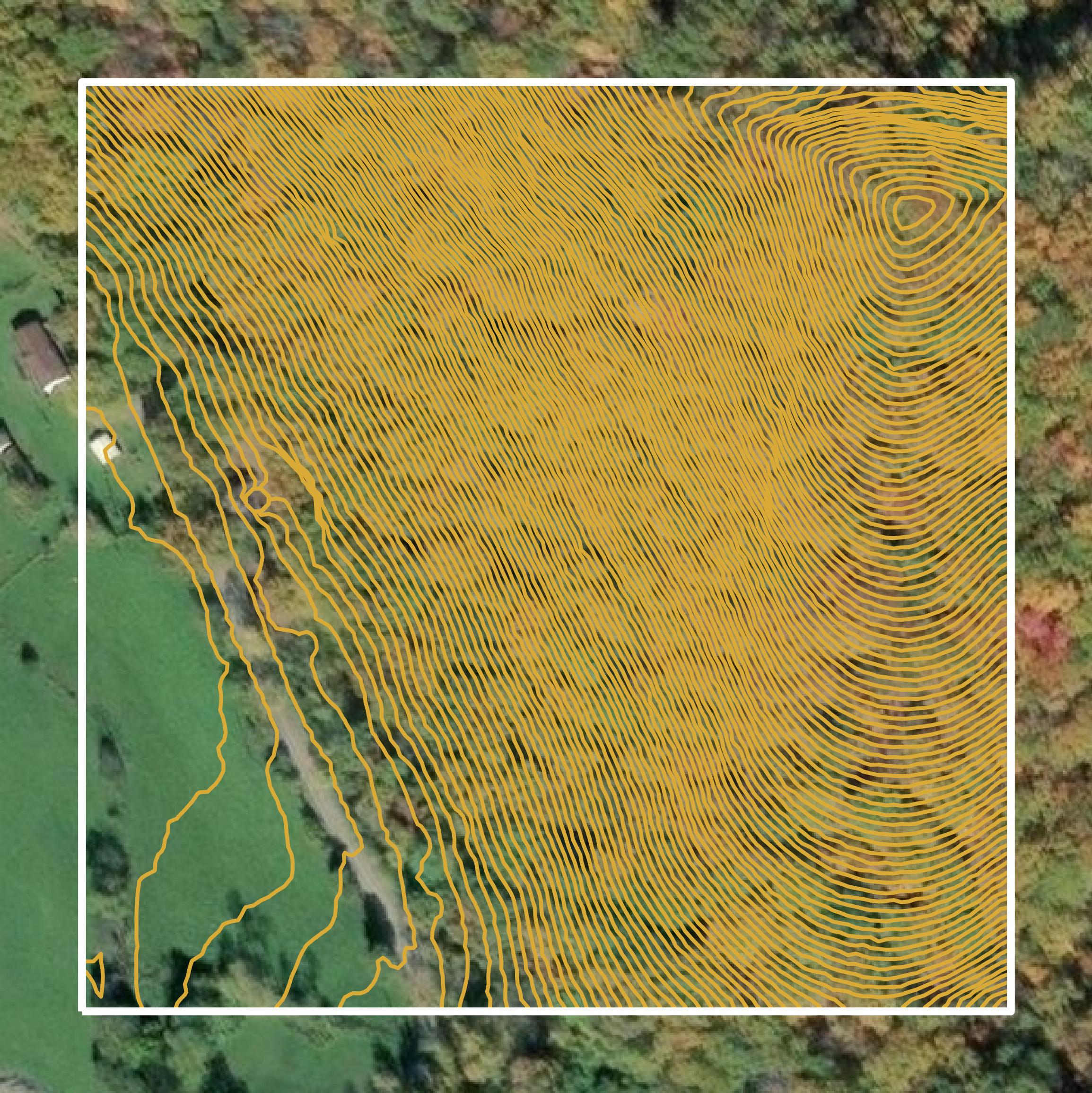 This image shows a contour map in Botetourt County created using GIS data in Equator.