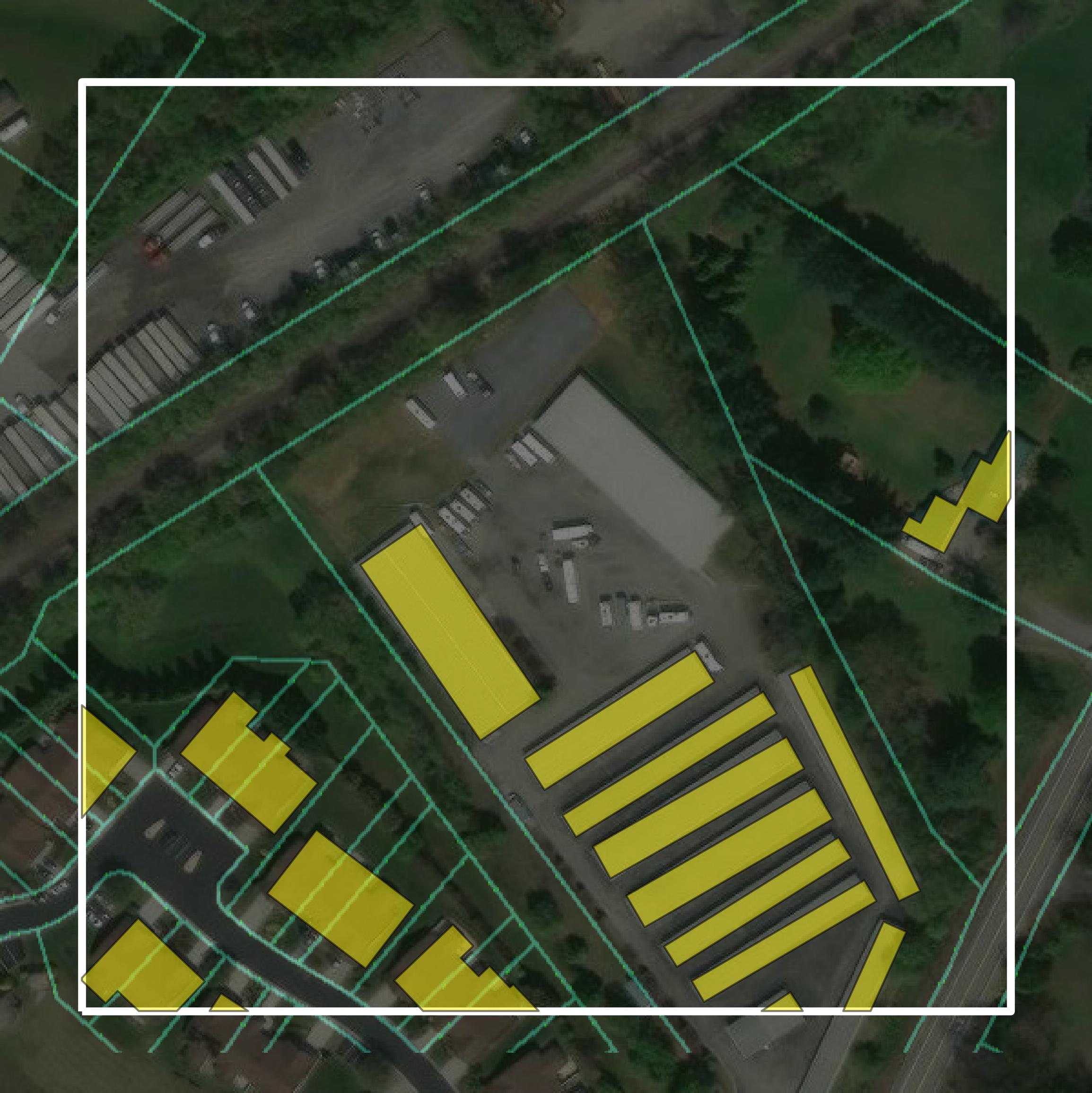 This image shows parcel and building data in Botetourt County created using GIS data in Equator.