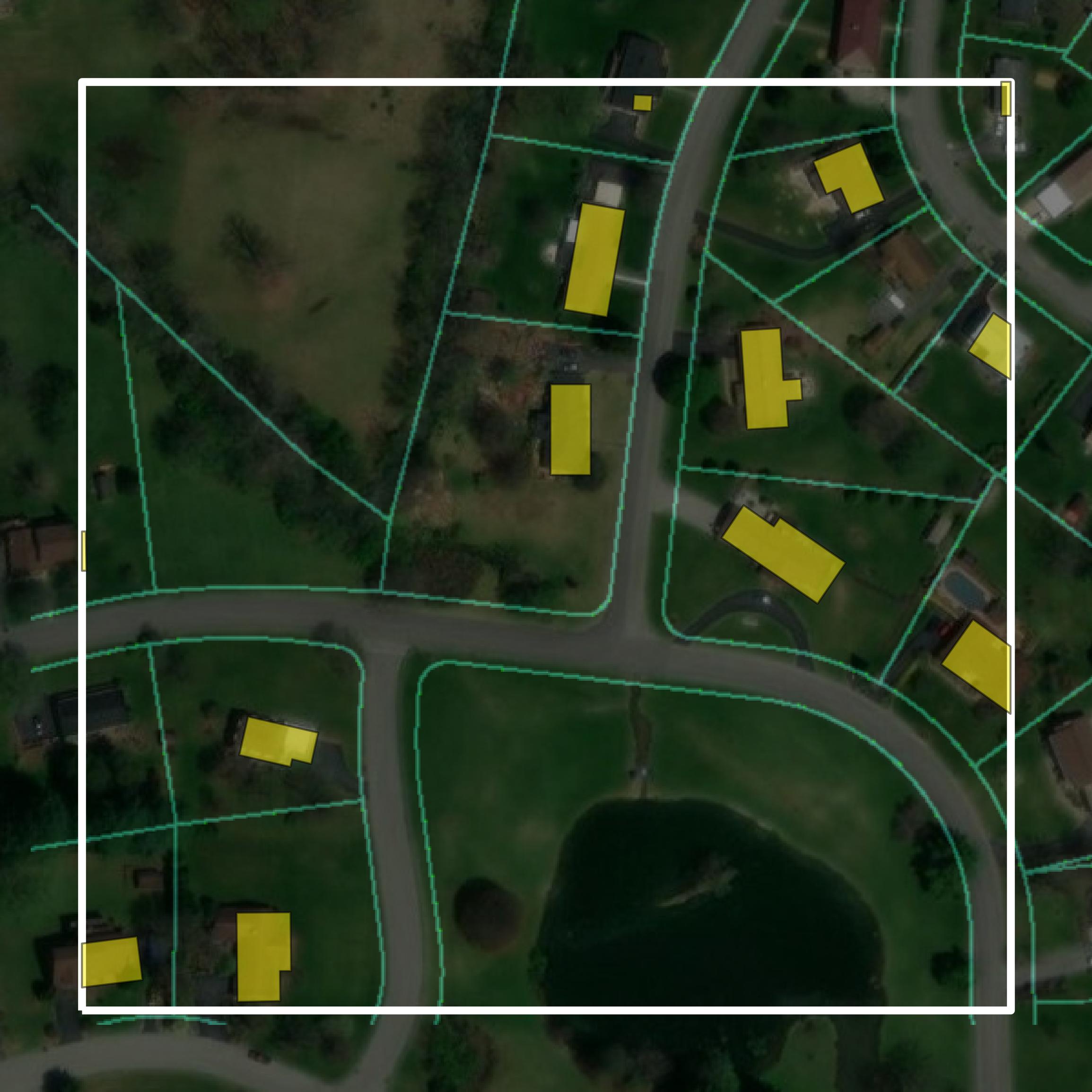 This image shows parcel and building data in Bristol city created using GIS data in Equator.