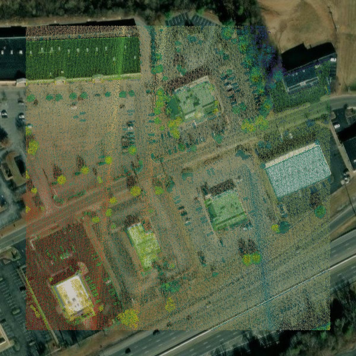 This image shows a LiDAR point cloud in Bristol city created using GIS data in Equator.