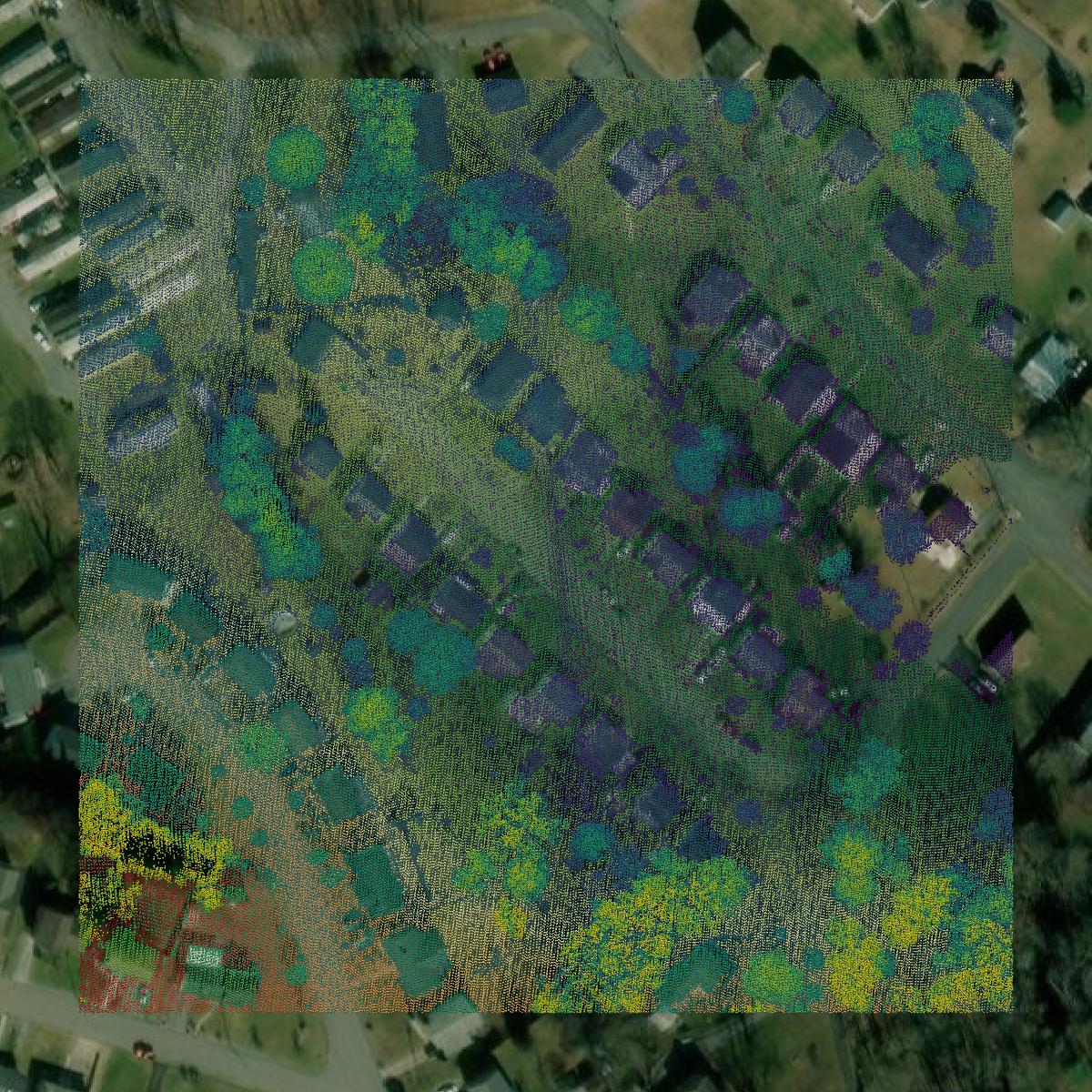 This image shows a LiDAR point cloud in Bristol city created using GIS data in Equator.