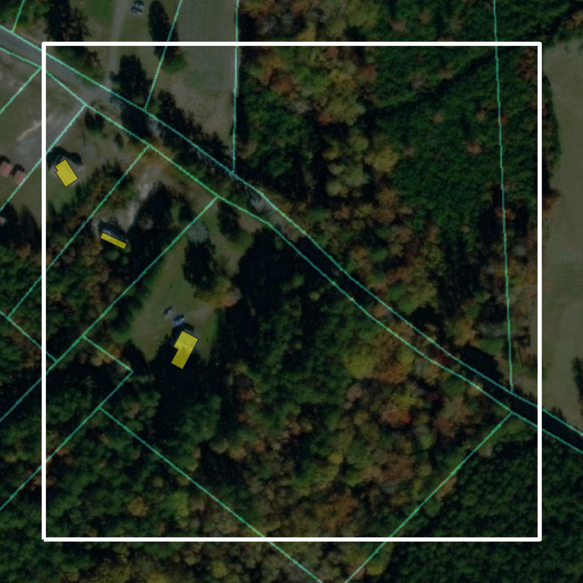 This image shows parcel and building data in Brunswick County created using GIS data in Equator.