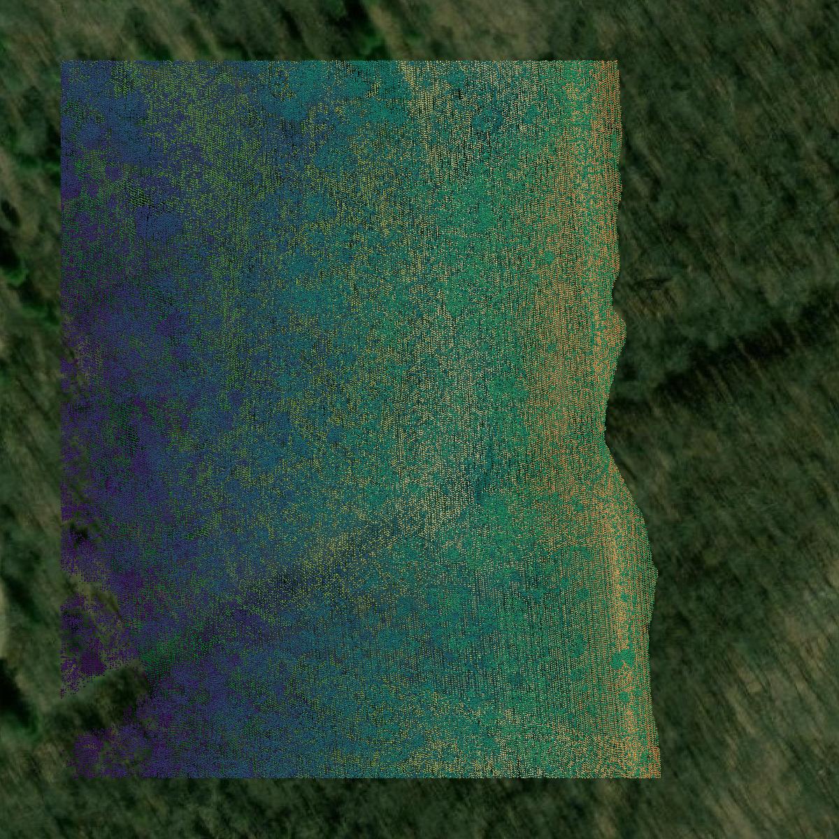 This image shows a LiDAR point cloud in Buchanan County created using GIS data in Equator.
