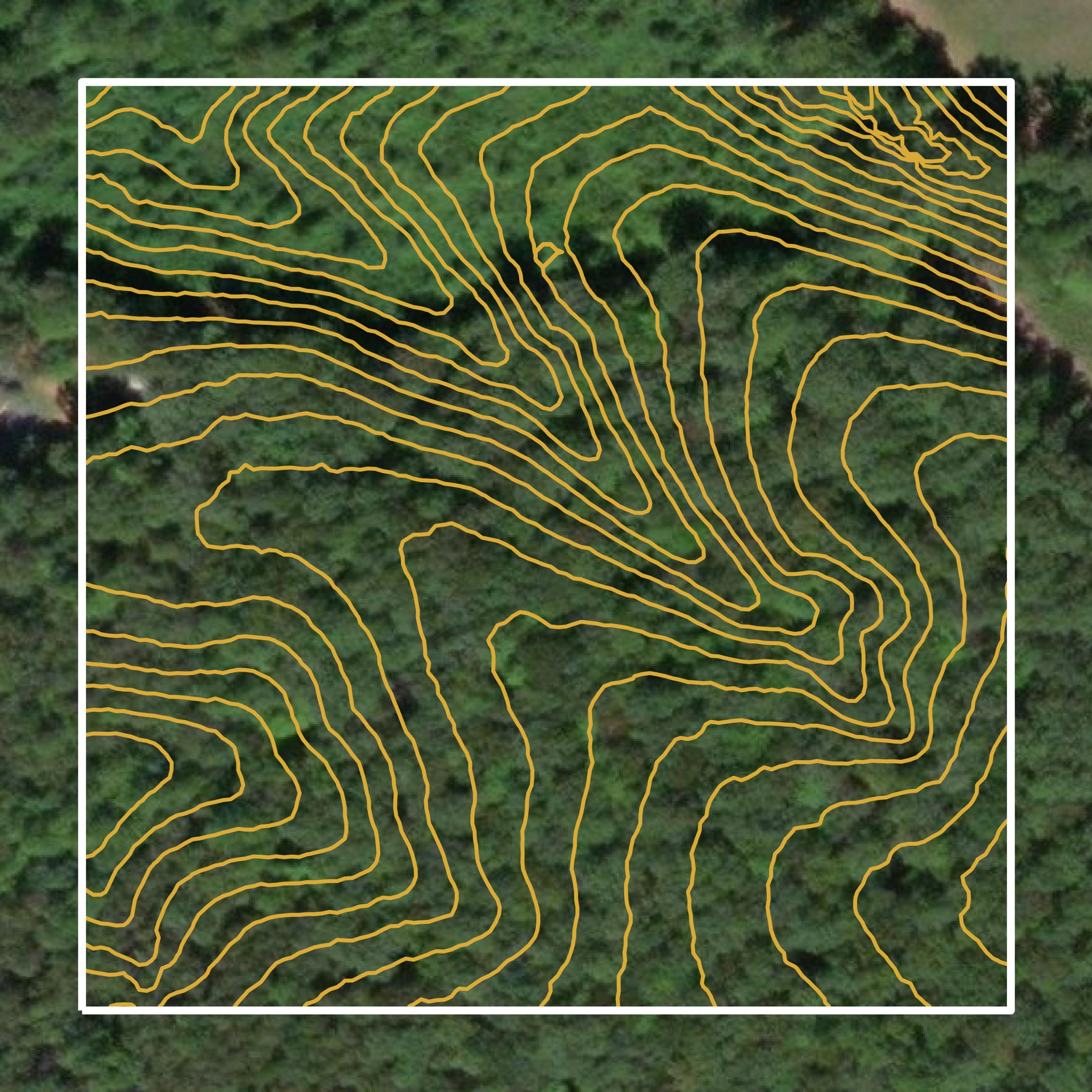 This image shows a contour map in Buckingham County created using GIS data in Equator.