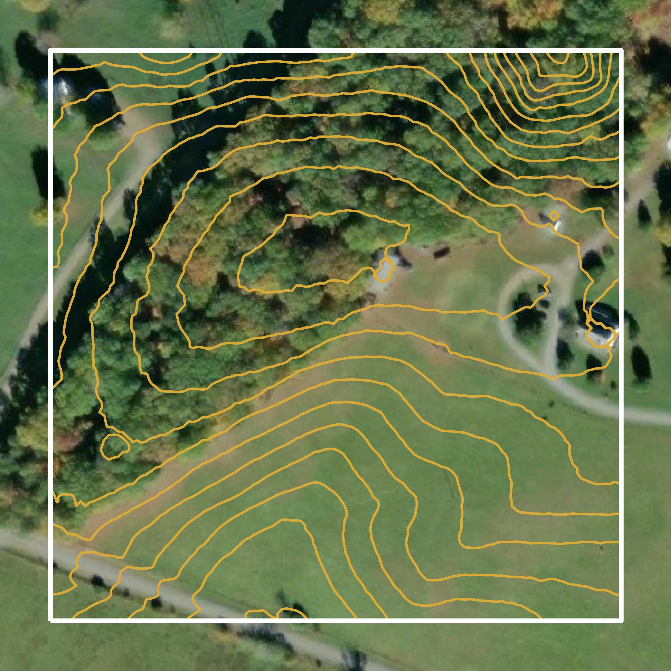 This image shows a contour map in Campbell County created using GIS data in Equator.