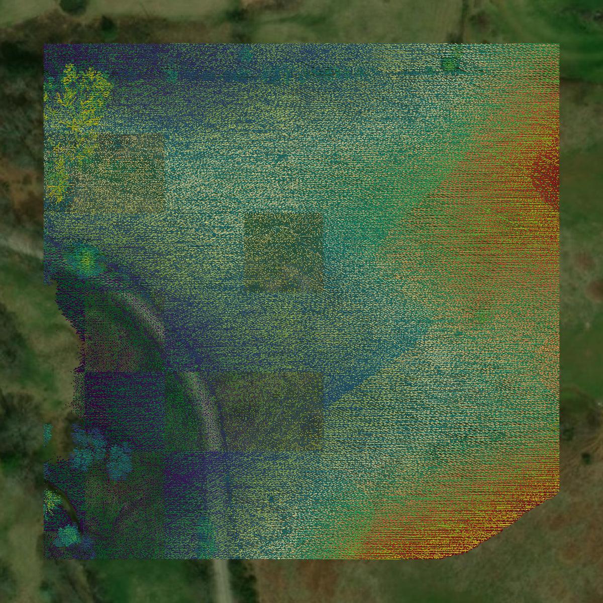This image shows a LiDAR point cloud in Carroll County created using GIS data in Equator.