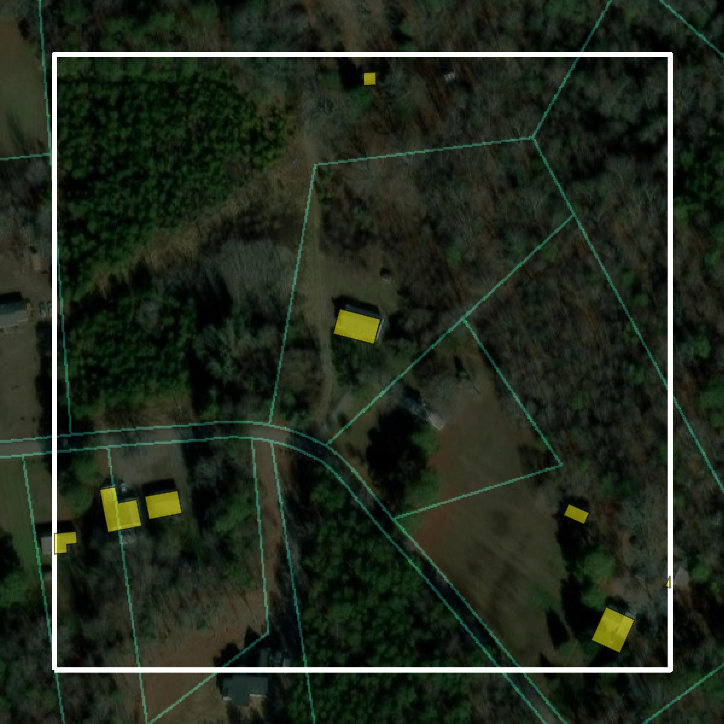 This image shows parcel and building data in Charles City County created using GIS data in Equator.