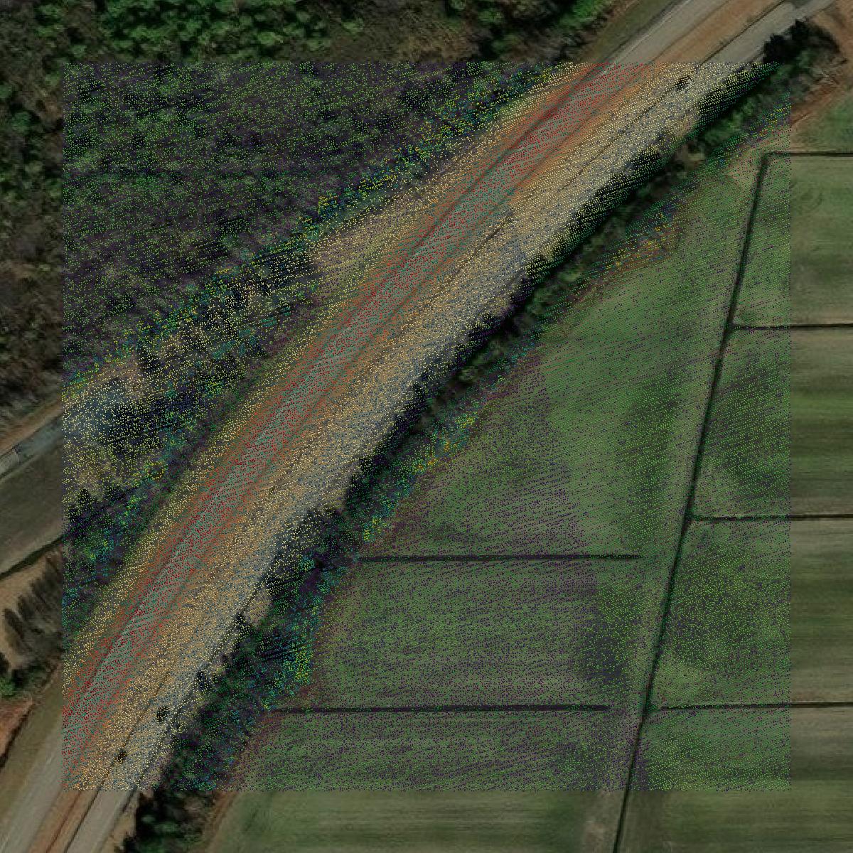 This image shows a LiDAR point cloud in Chesapeake city created using GIS data in Equator.