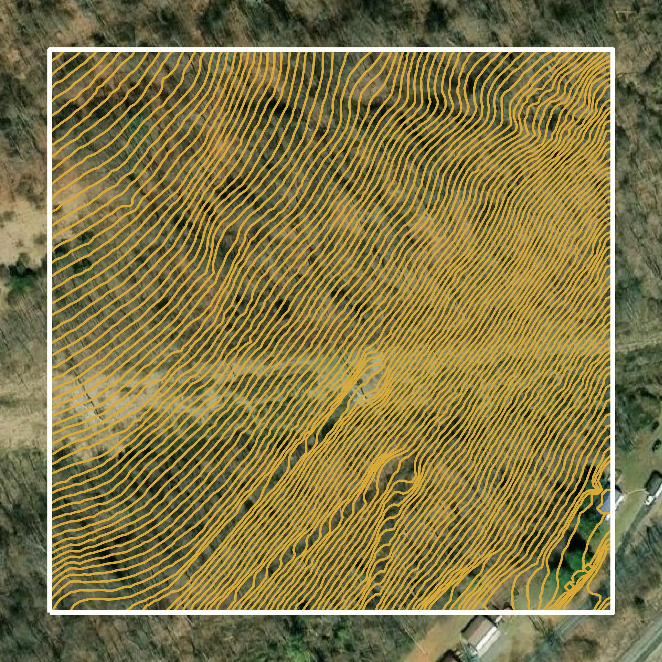 This image shows a contour map in Covington city created using GIS data in Equator.