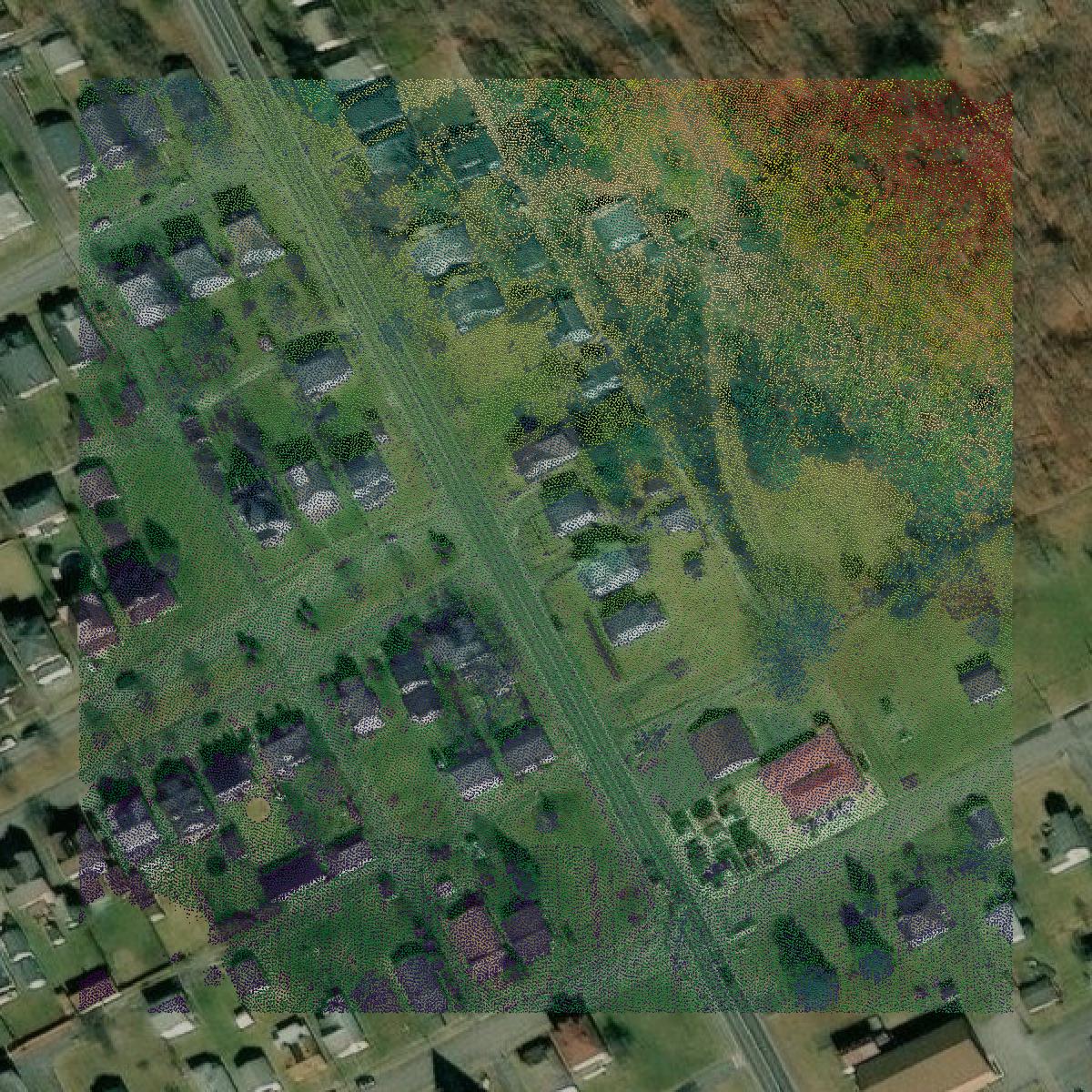 This image shows a LiDAR point cloud in Covington city created using GIS data in Equator.