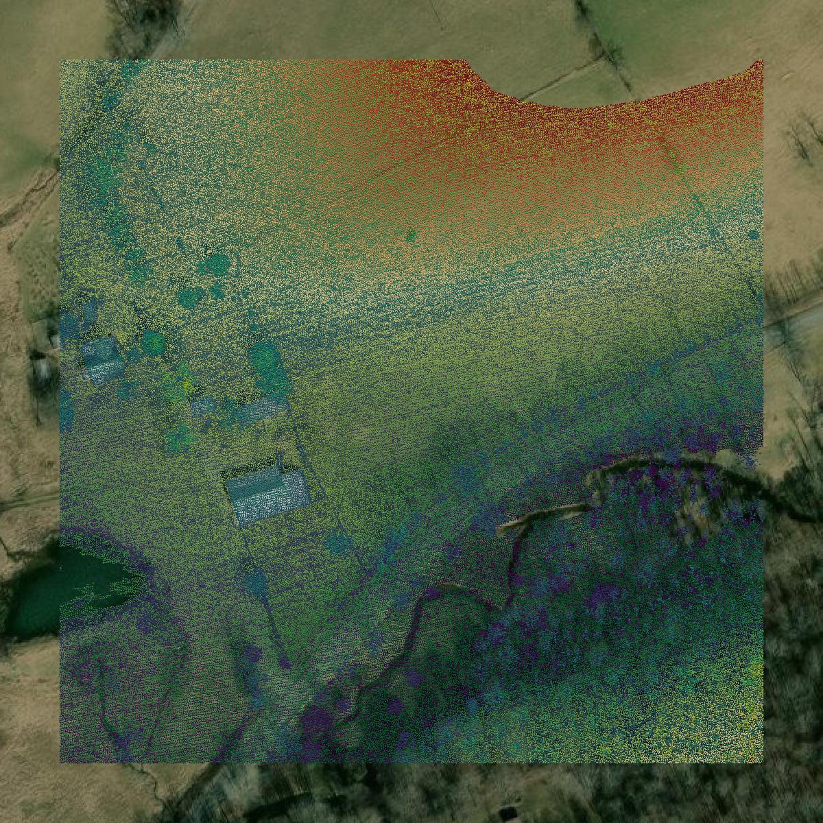 This image shows a LiDAR point cloud in Craig County created using GIS data in Equator.