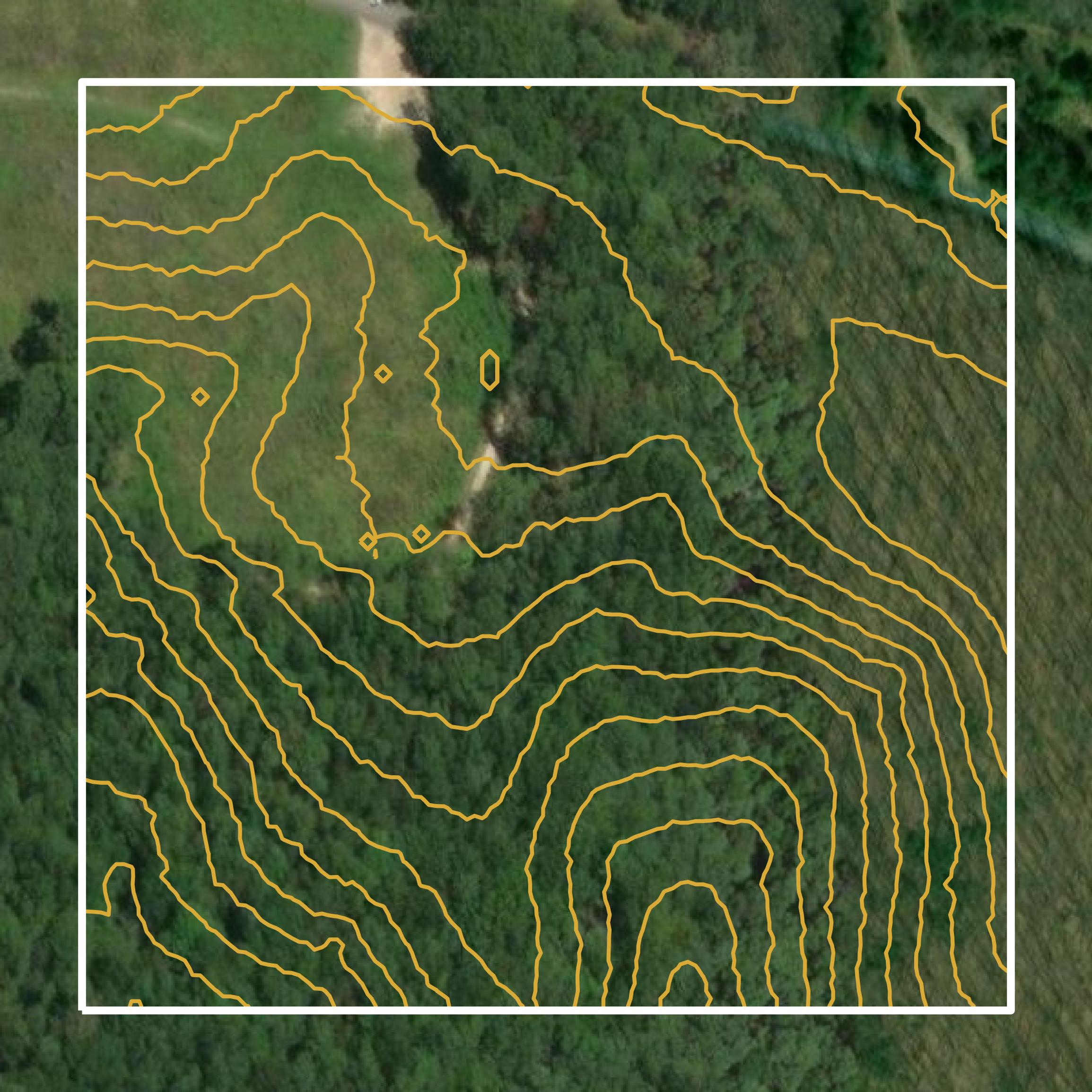 This image shows a contour map in Culpeper County created using GIS data in Equator.
