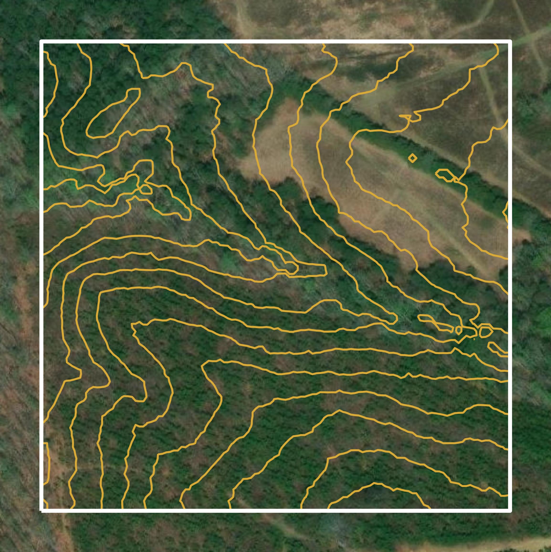 This image shows a contour map in Cumberland County created using GIS data in Equator.