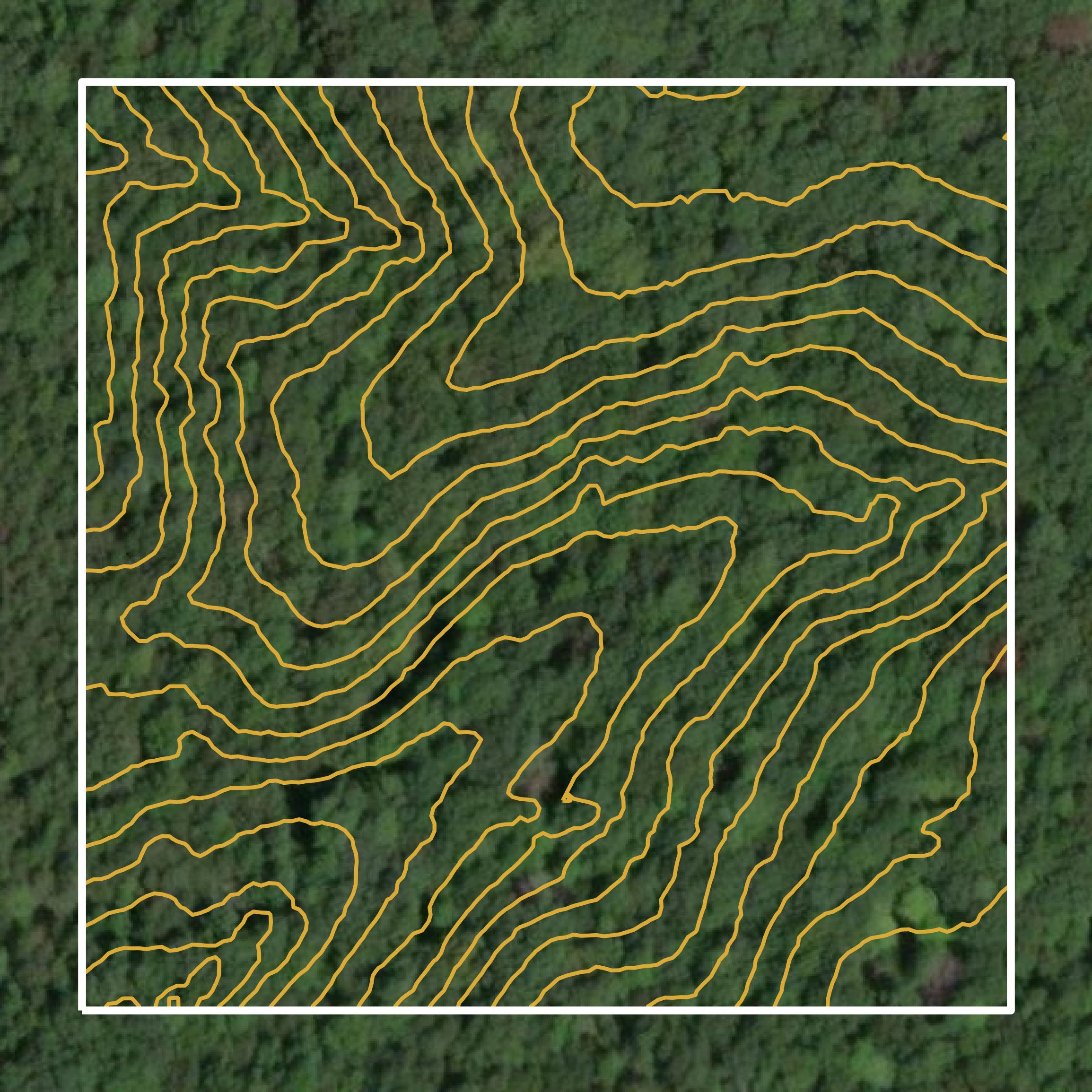 This image shows a contour map in Cumberland County created using GIS data in Equator.
