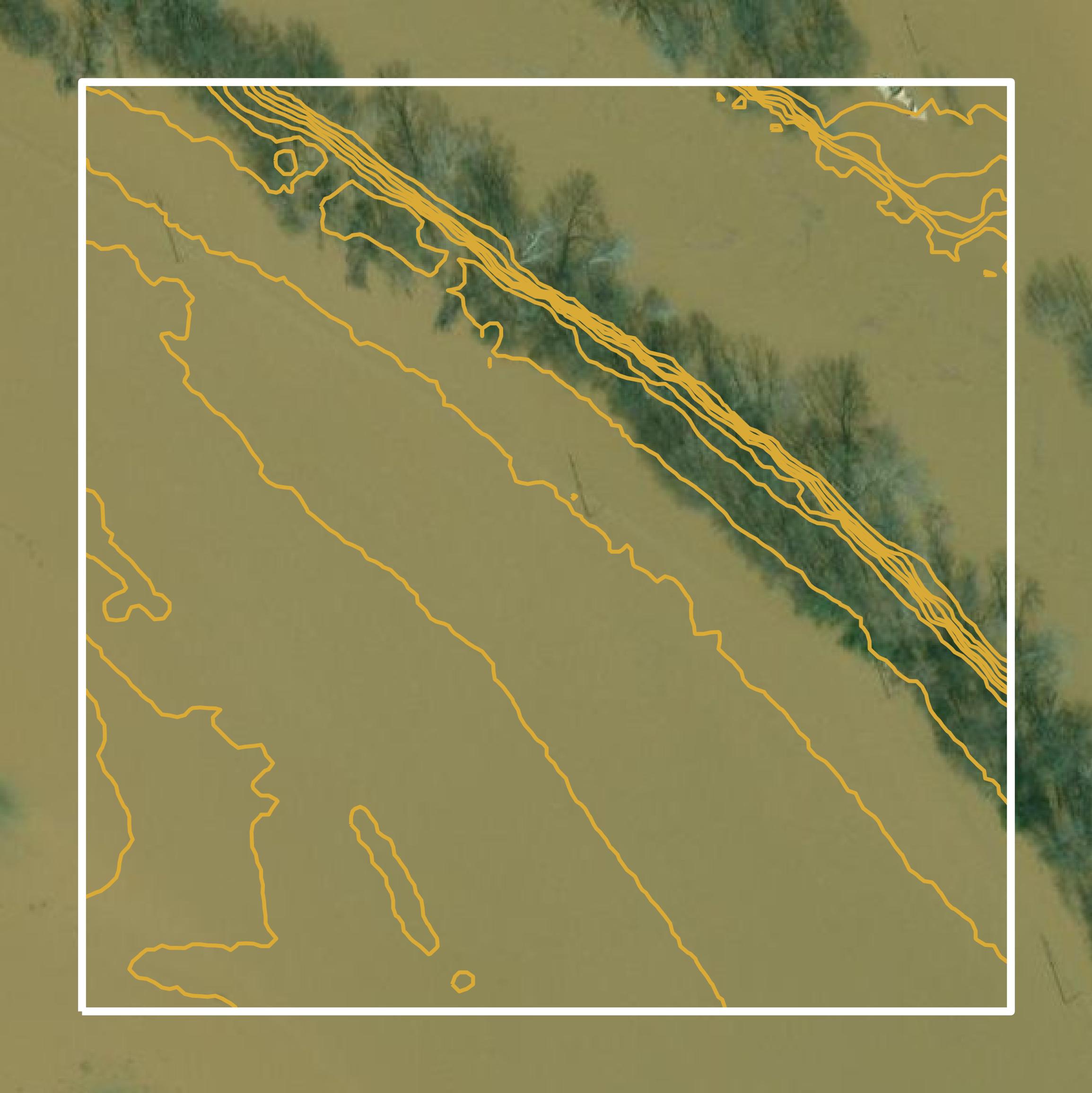 This image shows a contour map in Danville city created using GIS data in Equator.