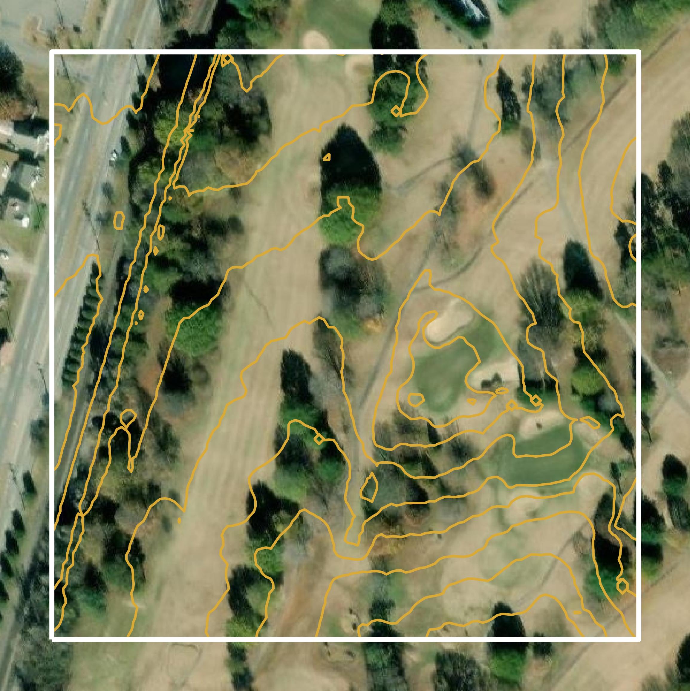 This image shows a contour map in Danville city created using GIS data in Equator.