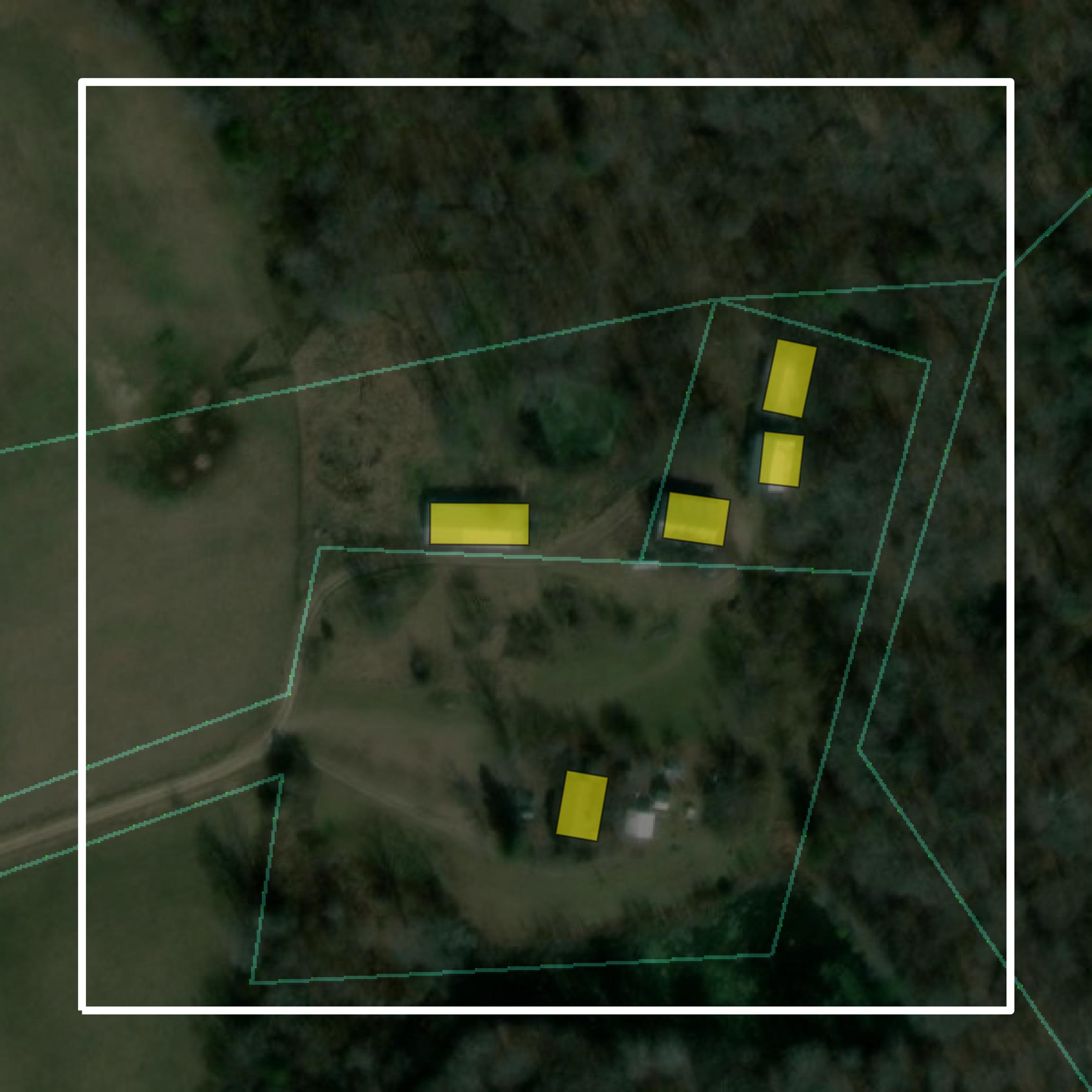 This image shows parcel and building data in Dinwiddie County created using GIS data in Equator.