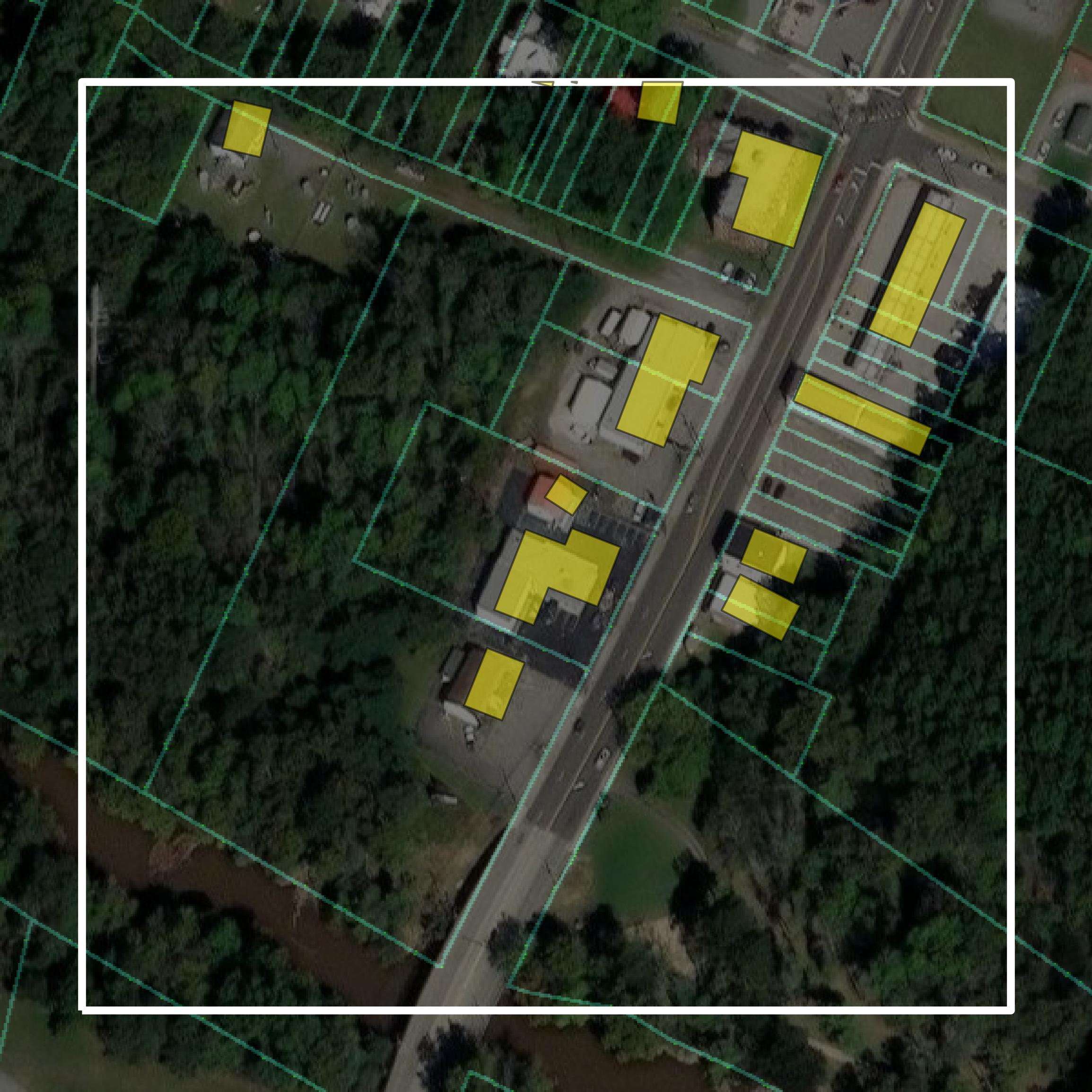 This image shows parcel and building data in Emporia city created using GIS data in Equator.