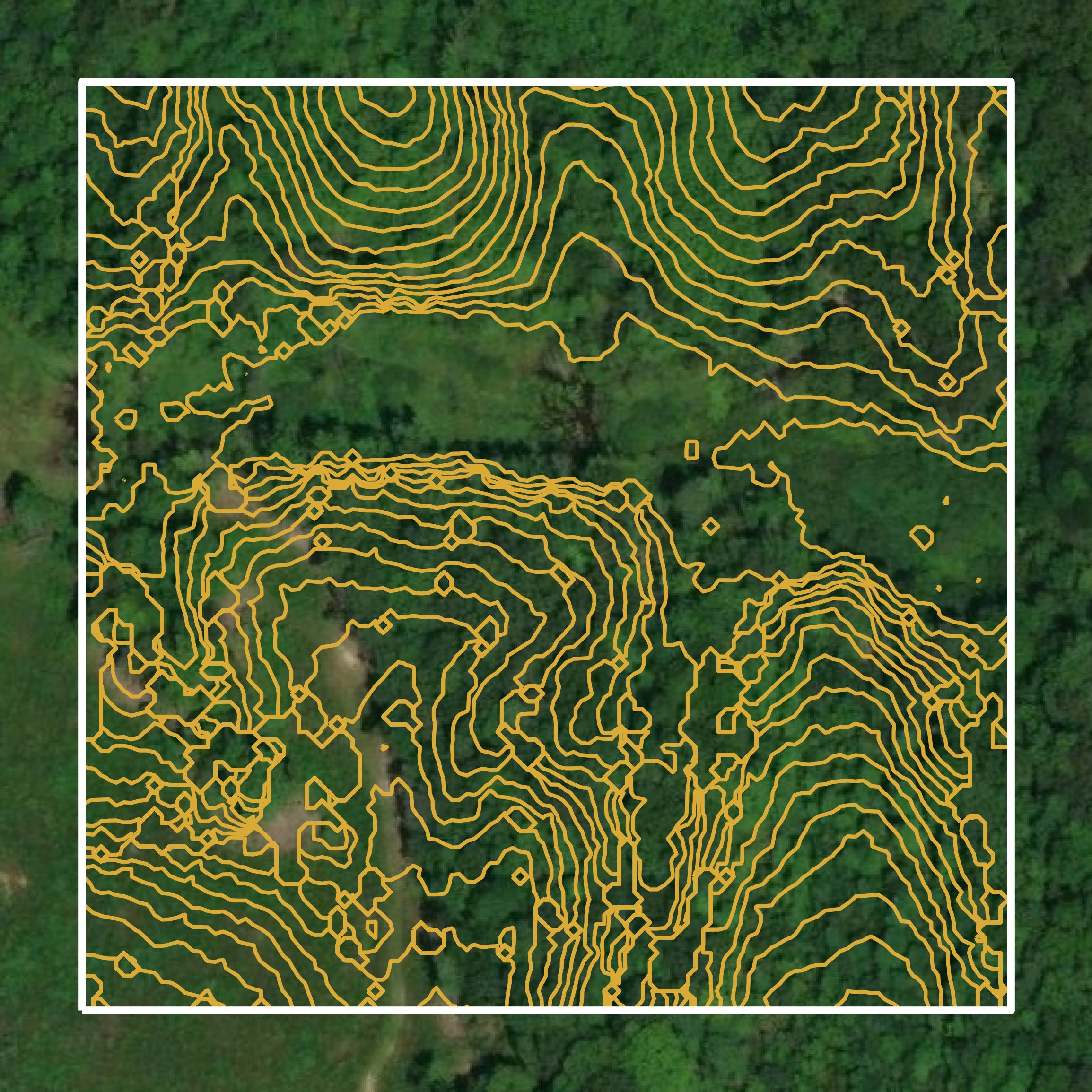 This image shows a contour map in Essex County created using GIS data in Equator.