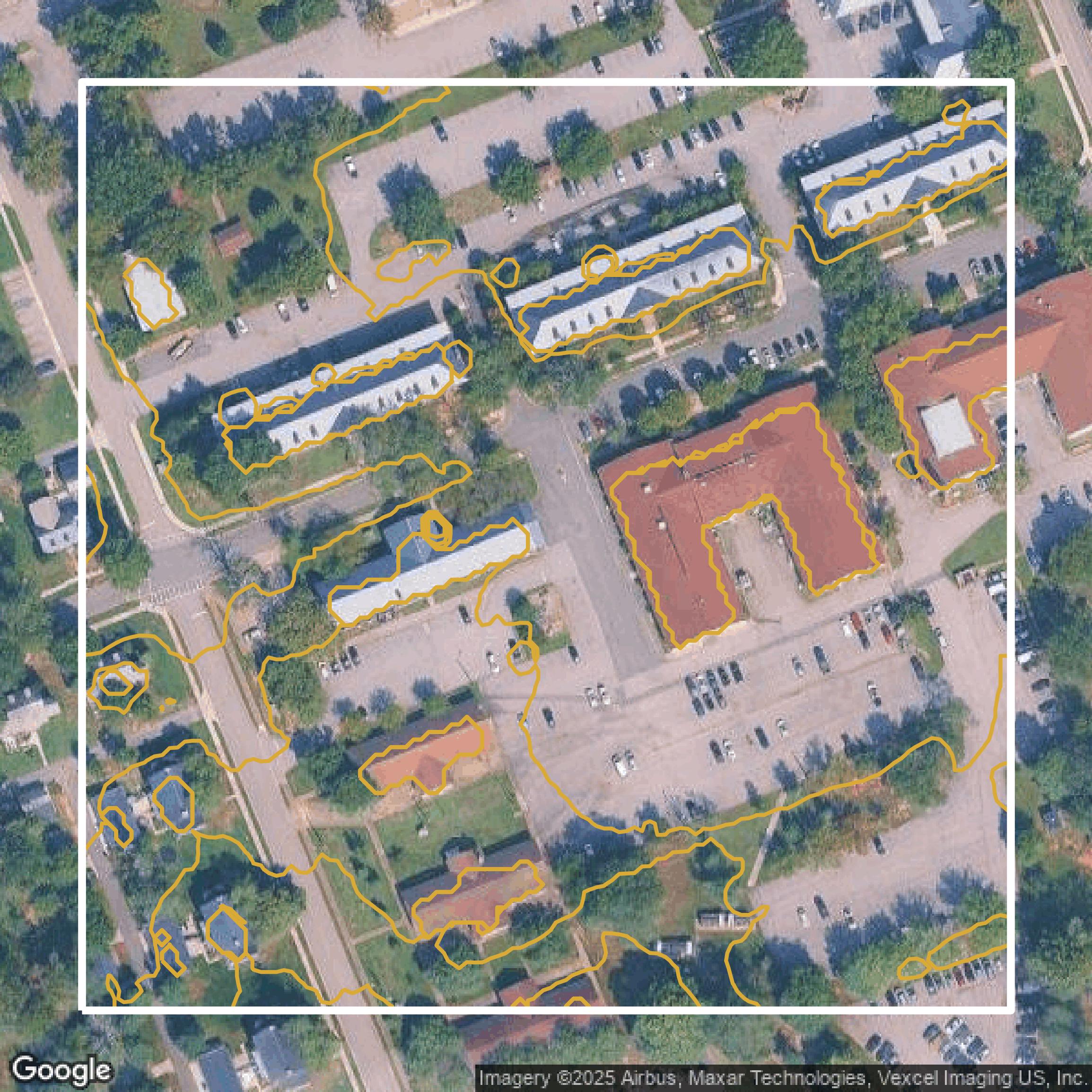 This image shows a contour map in Fairfax County created using GIS data in Equator.