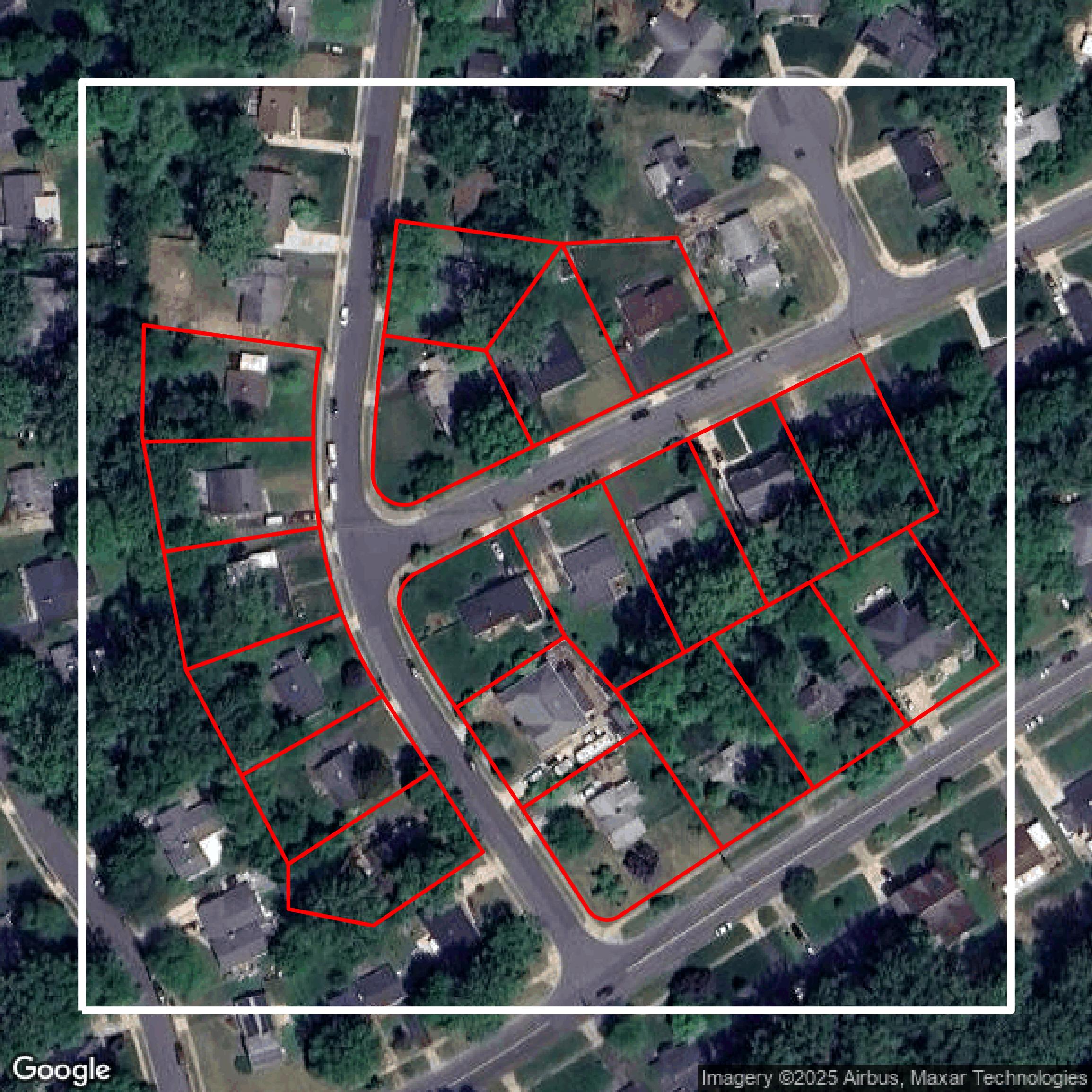 This image shows parcel data in Fairfax County created using GIS data in Equator.