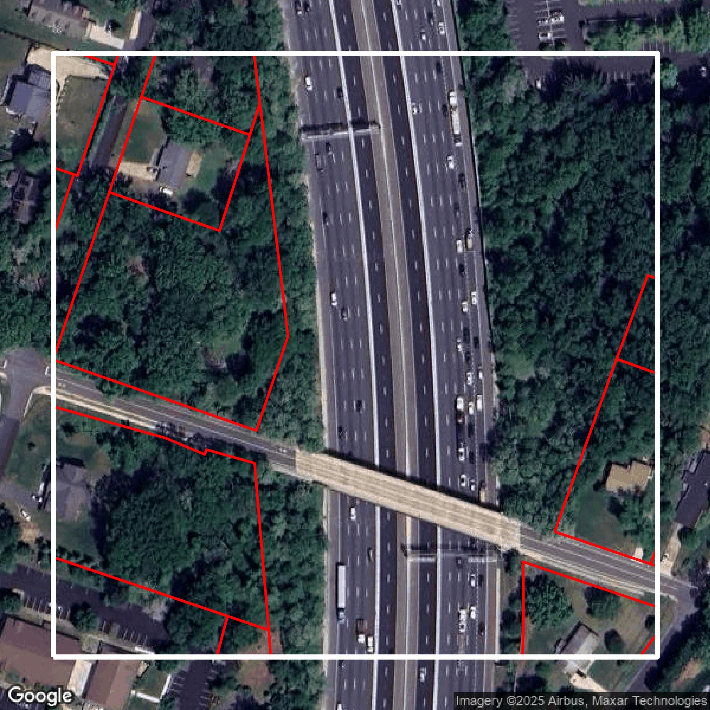 This image shows parcel data in Fairfax County created using GIS data in Equator.