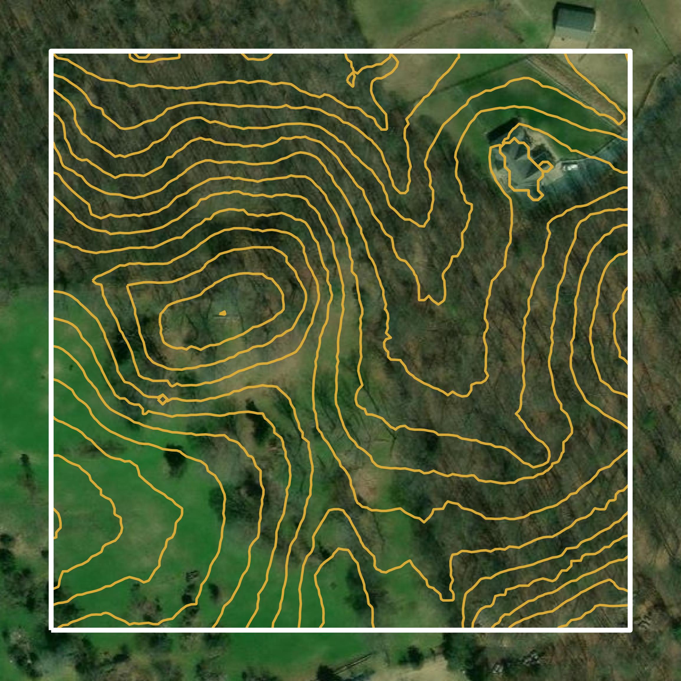 This image shows a contour map in Fauquier County created using GIS data in Equator.