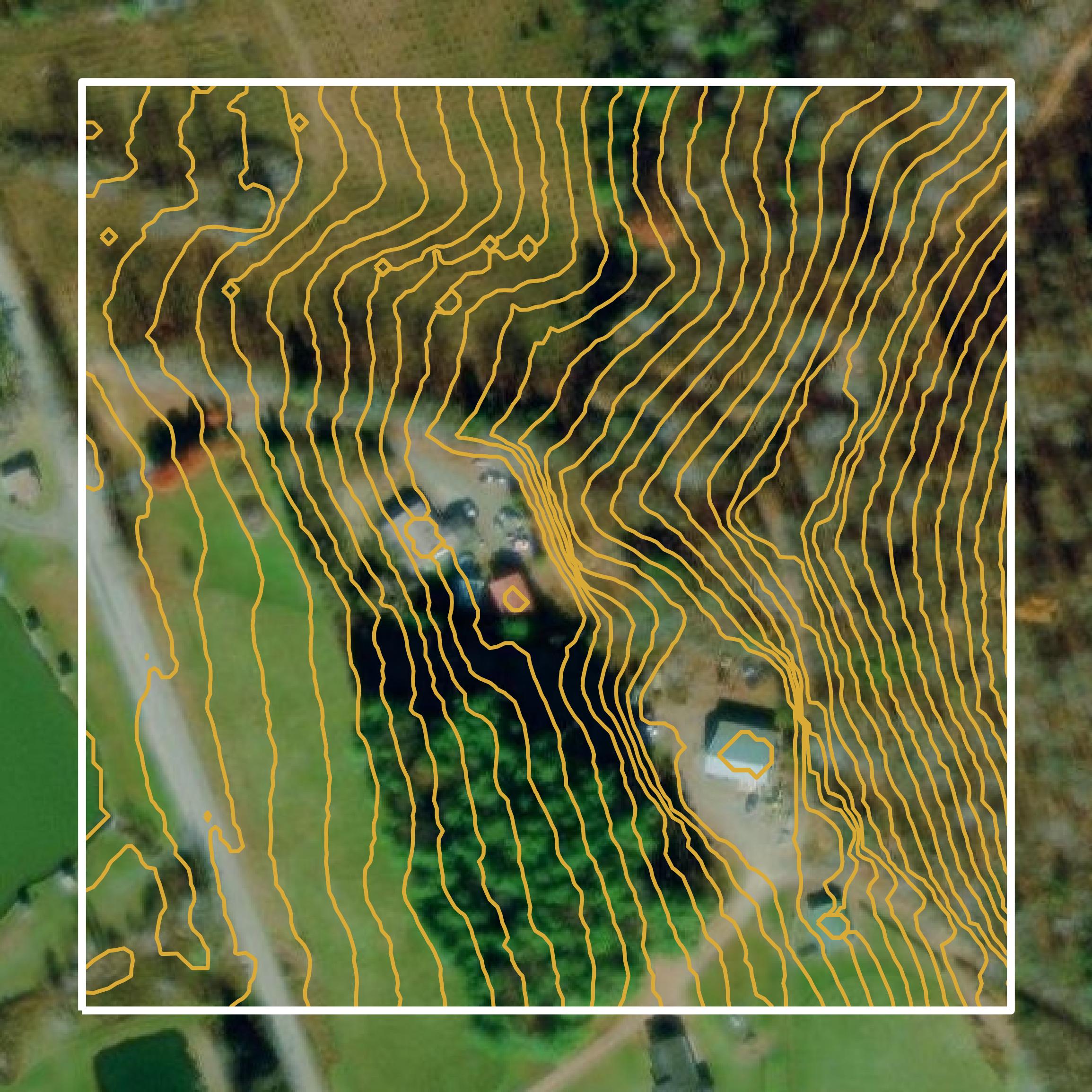 This image shows a contour map in Floyd County created using GIS data in Equator.