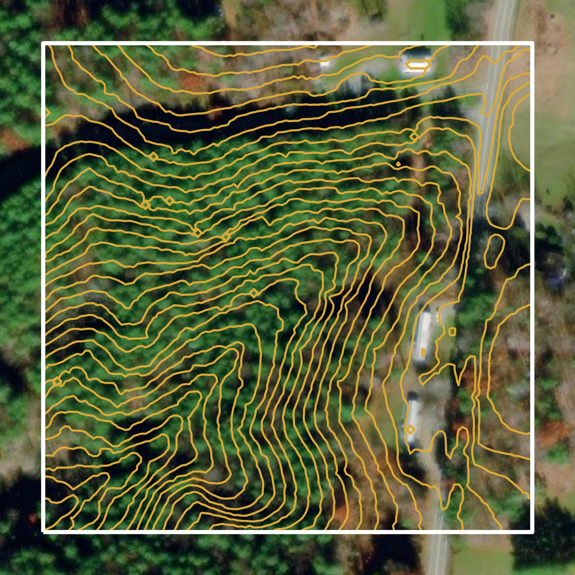 This image shows a contour map in Floyd County created using GIS data in Equator.