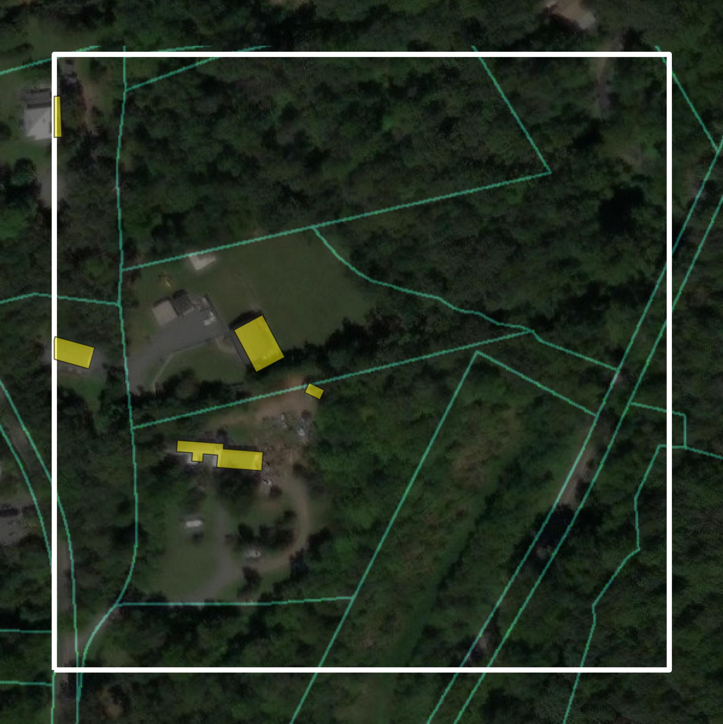 This image shows parcel and building data in Fluvanna County created using GIS data in Equator.