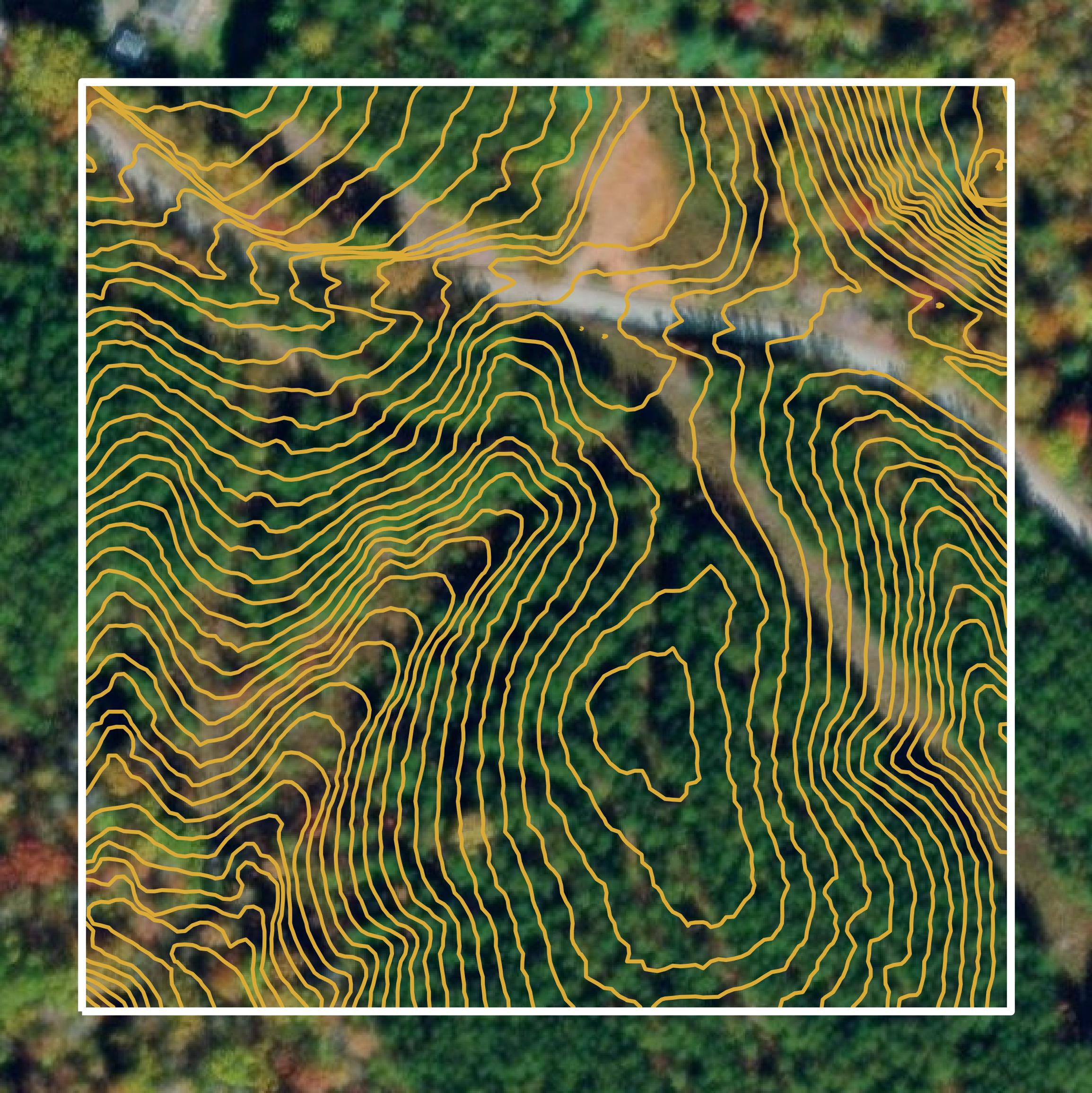 This image shows a contour map in Franklin County created using GIS data in Equator.